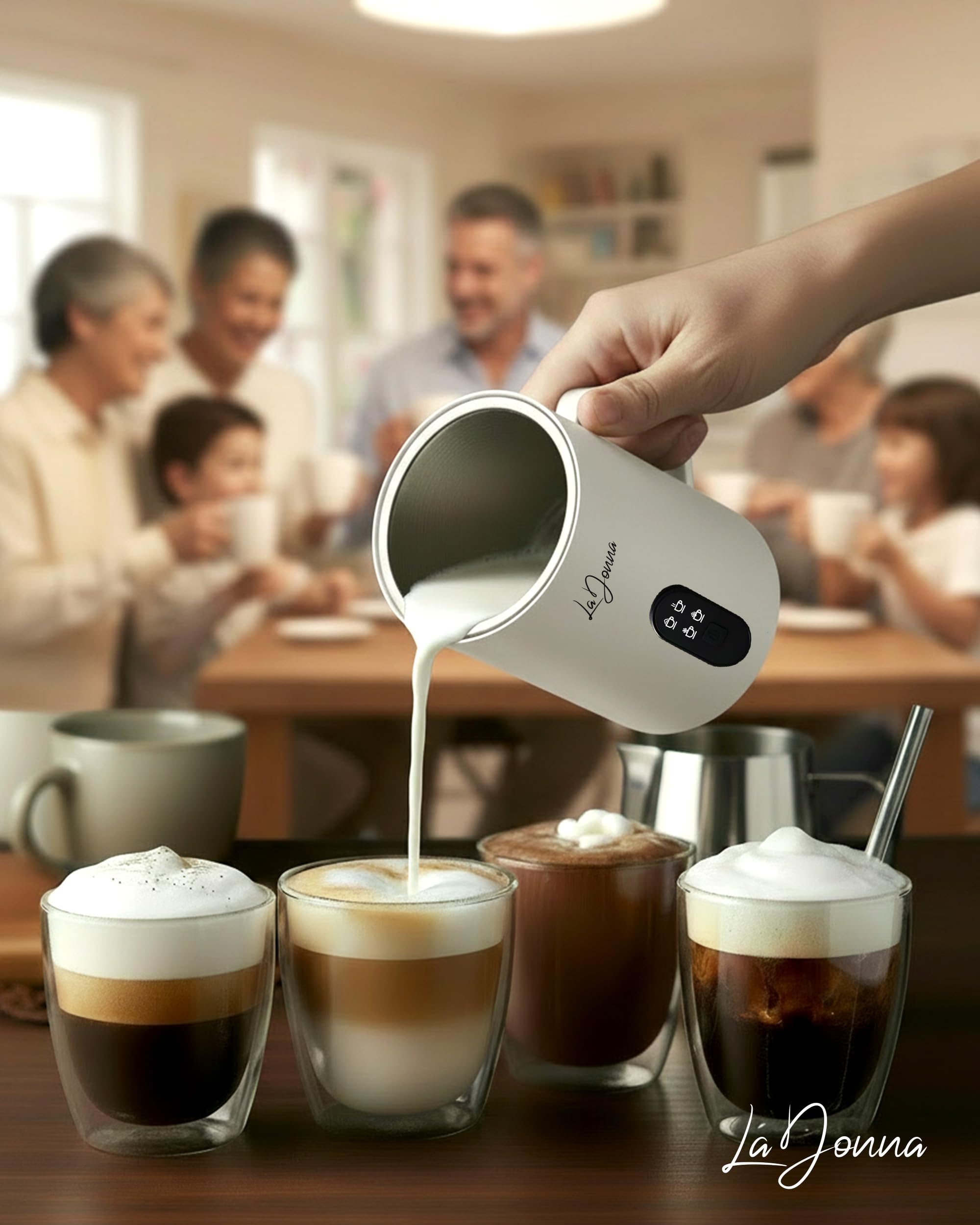 LaDonna Electric Milk Frother - 4 Functions: Hot/Cold Froth, Heat Milk, Hot Chocolate | 350ml Capacity 7