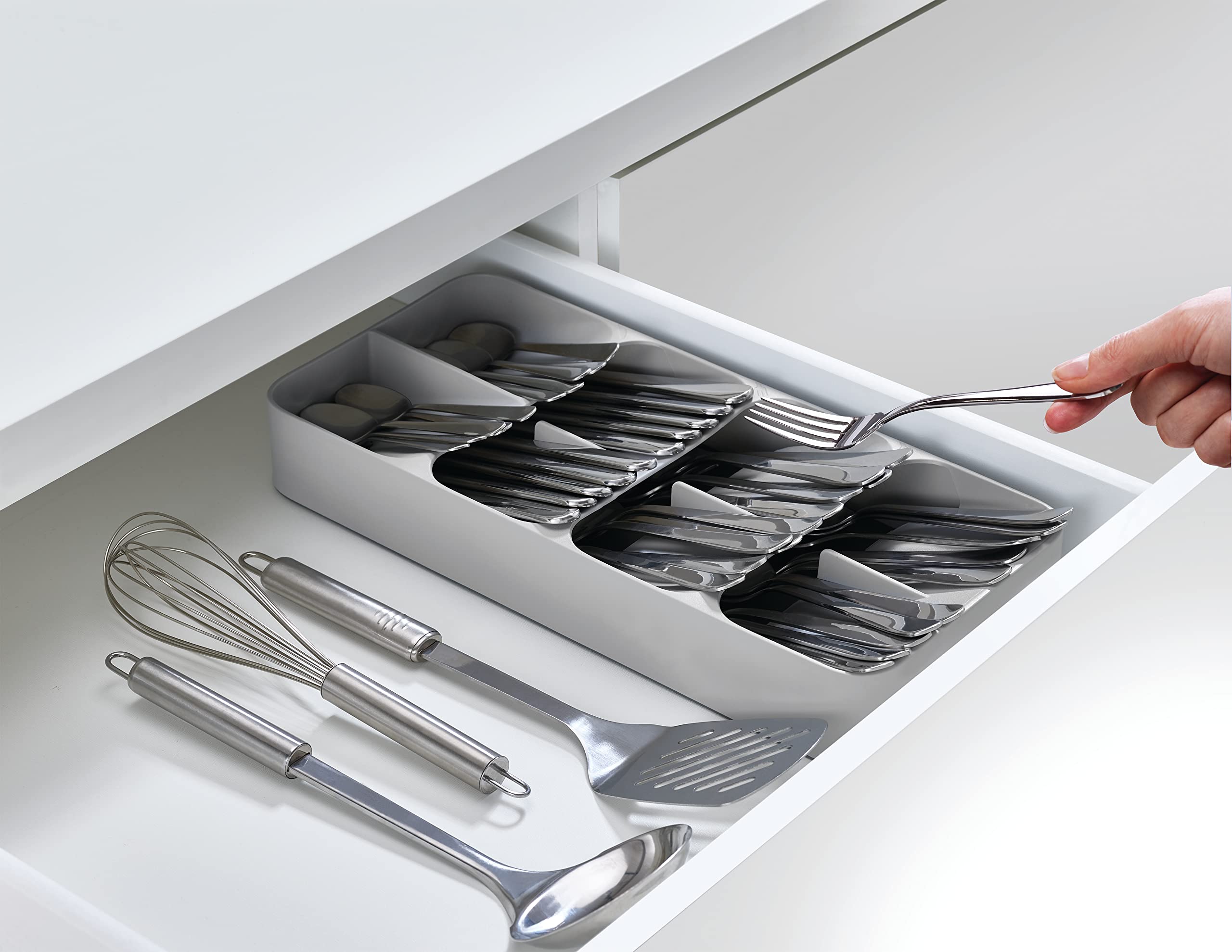 Joseph Joseph Drawer Store - Compact Cutlery Organizer for Drawers | Holds 48 Pieces | Grey 6