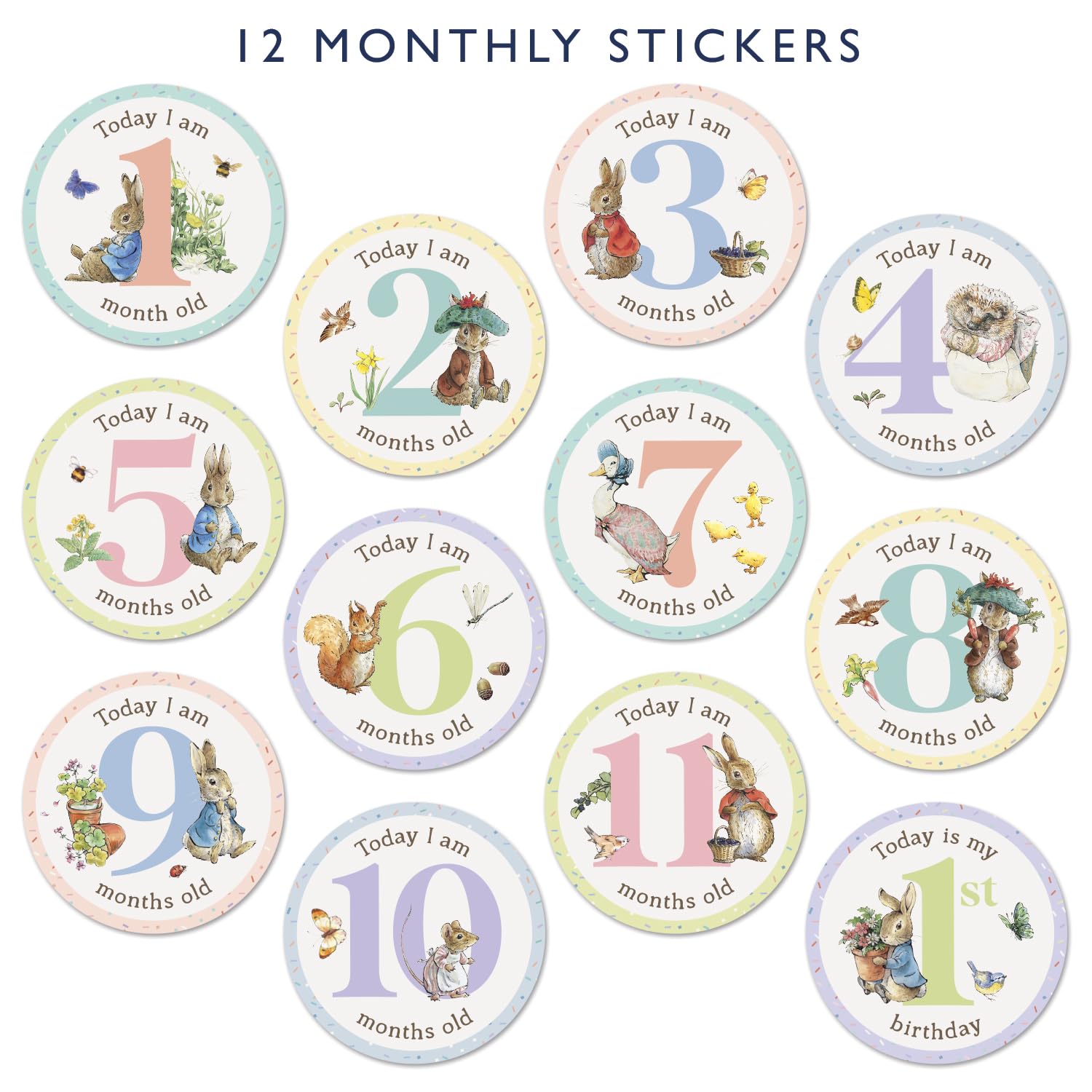 Paper Projects Peter Rabbit Baby Milestone Stickers - 24 Count | Multi Color | Paper Material 8