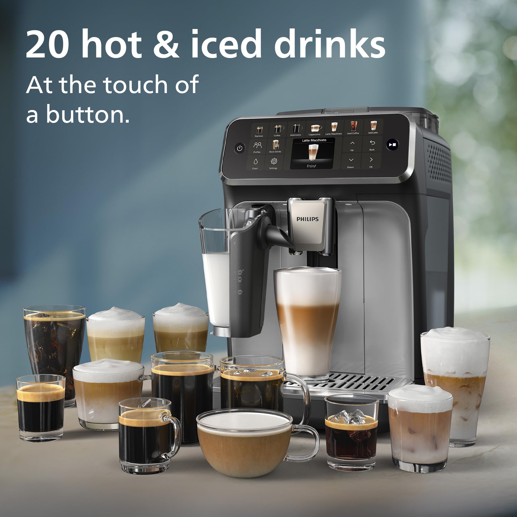 Philips 5500 Series Bean-to-Cup Coffee Machine - 20 Hot & Iced Drinks, LatteGo Frother, SilentBrew 3