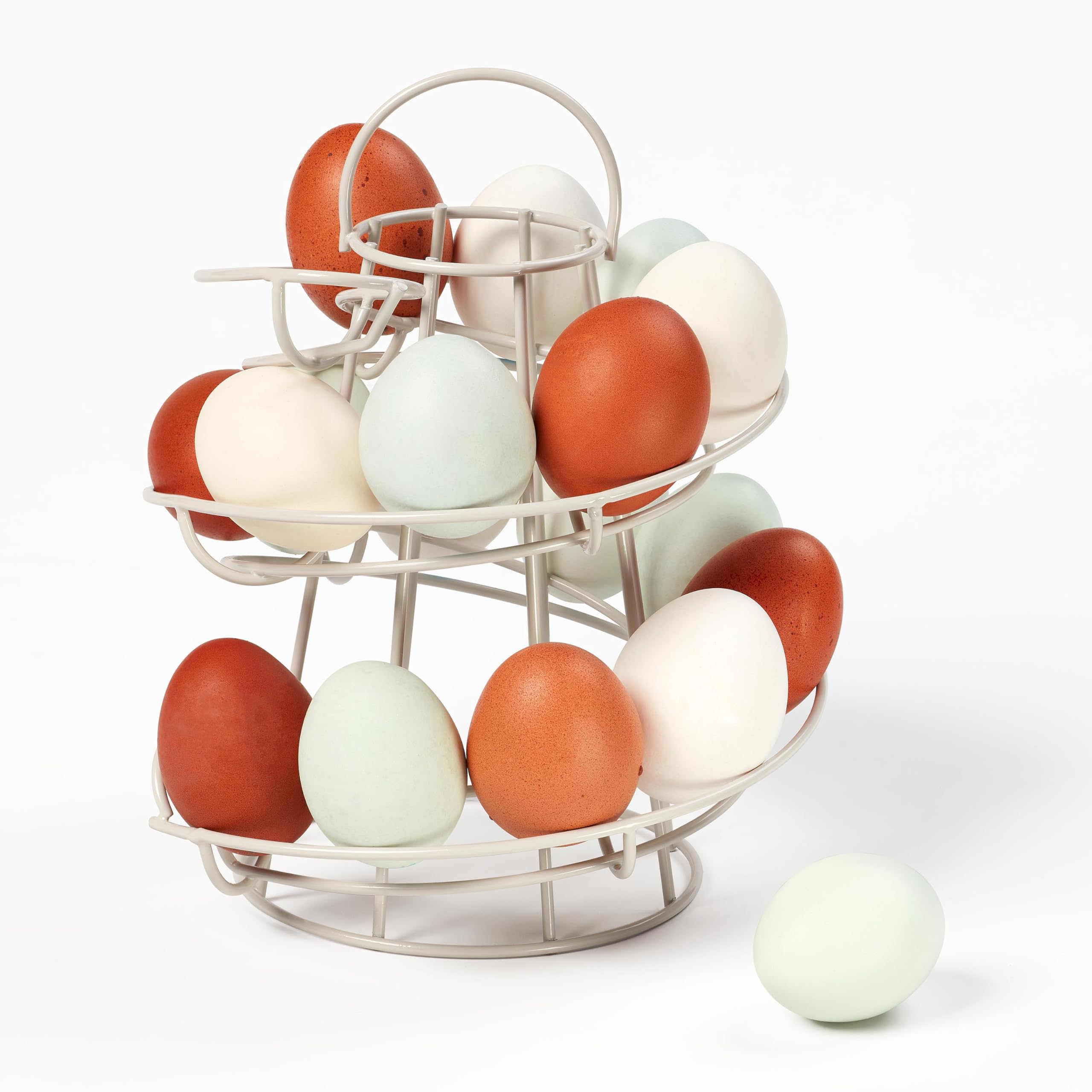 Tala Helter Skelter Egg Storage Holder - Holds 20 Medium Eggs | Metal | White 2