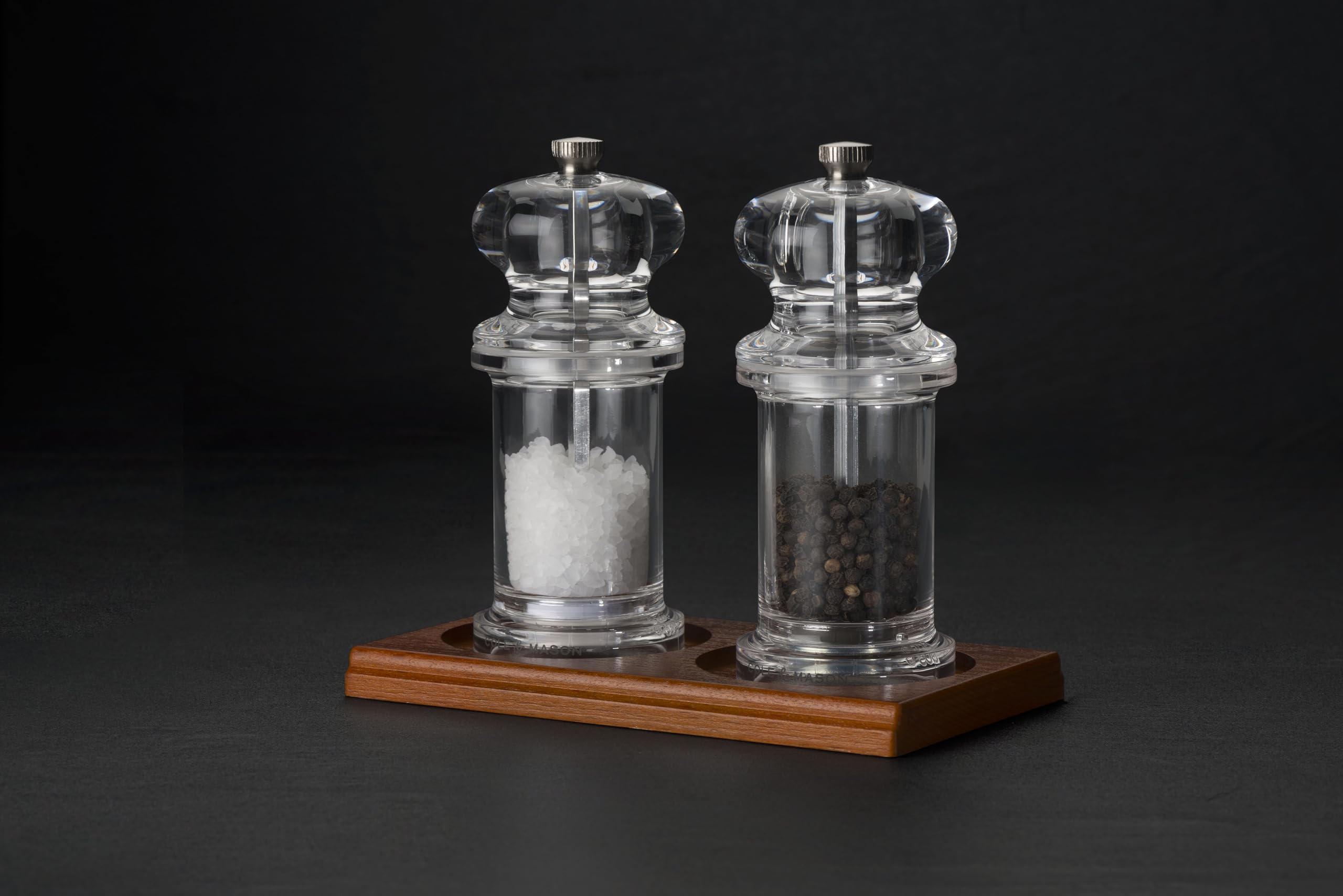 Cole & Mason Wooden Mill Tray for Salt and Pepper Mills | Walnut Stained Beech Wood | 132x130x59mm 5