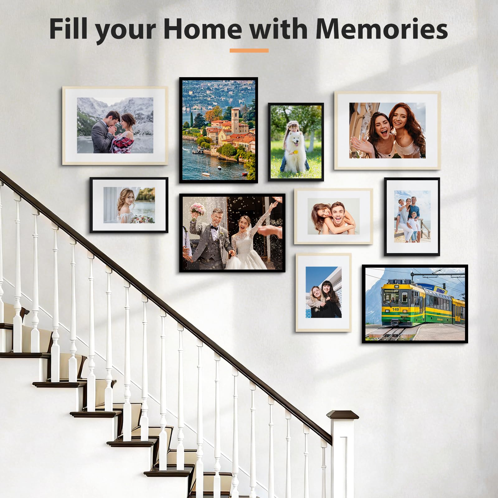 Alyvisun A4 Picture Frames (4 Pack) - Black Finish | Fits 14x20 cm Photos with Mat 10