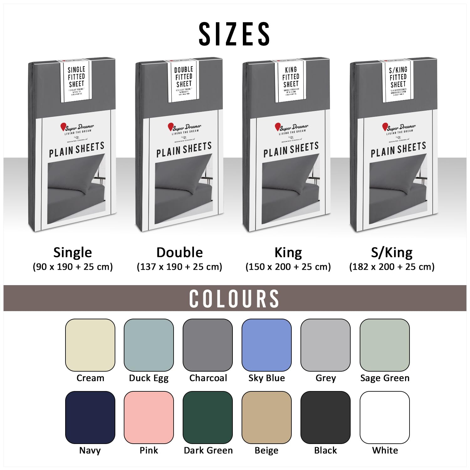 Super Dreamer Microfiber Fitted Sheet - Double Size (137x193 cm) | 100% Polyester | Charcoal 6