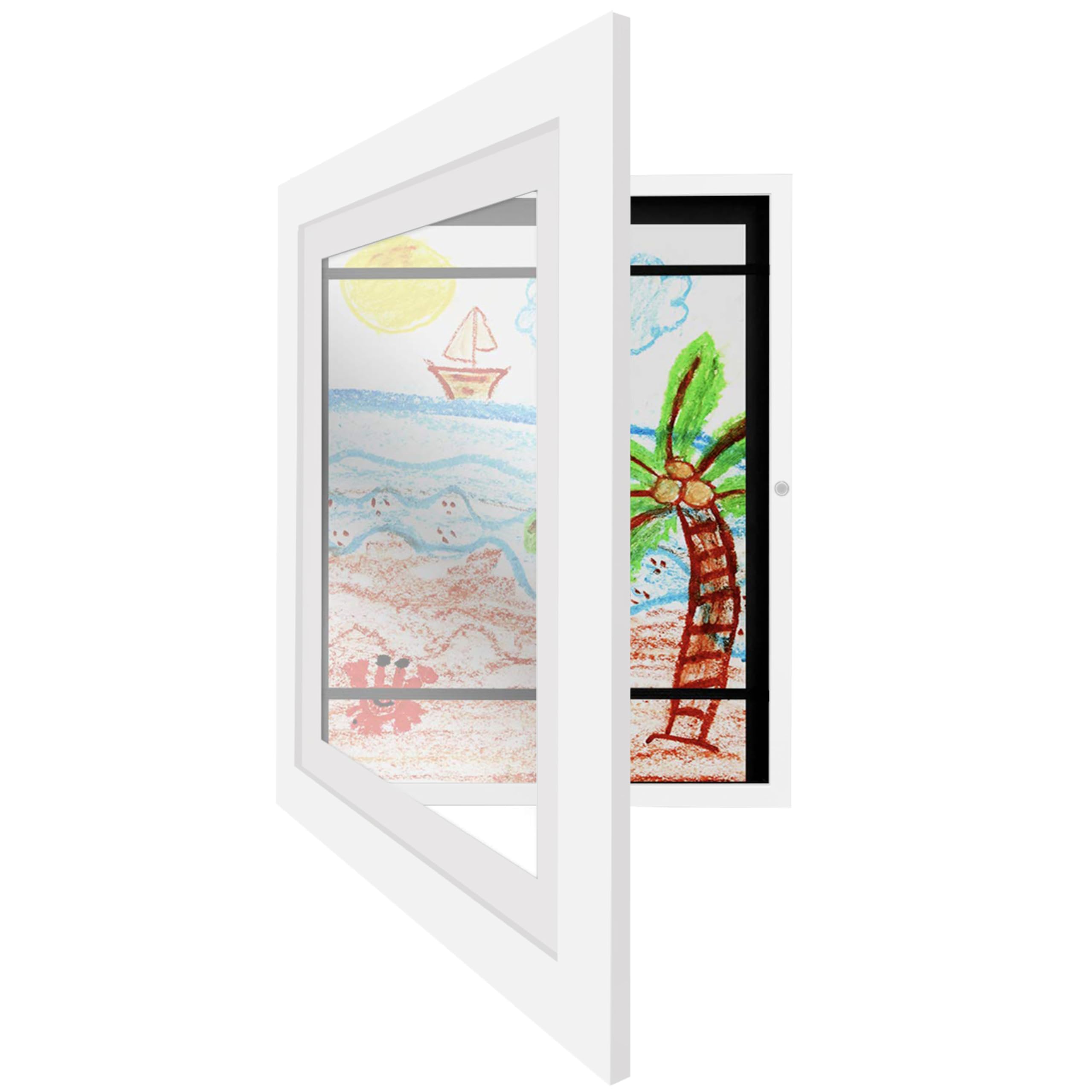 Americanflat A4 Kids Artwork Display Frame in White - Front-Loading, Holds 100 Pieces | 25.5x32 cm 8