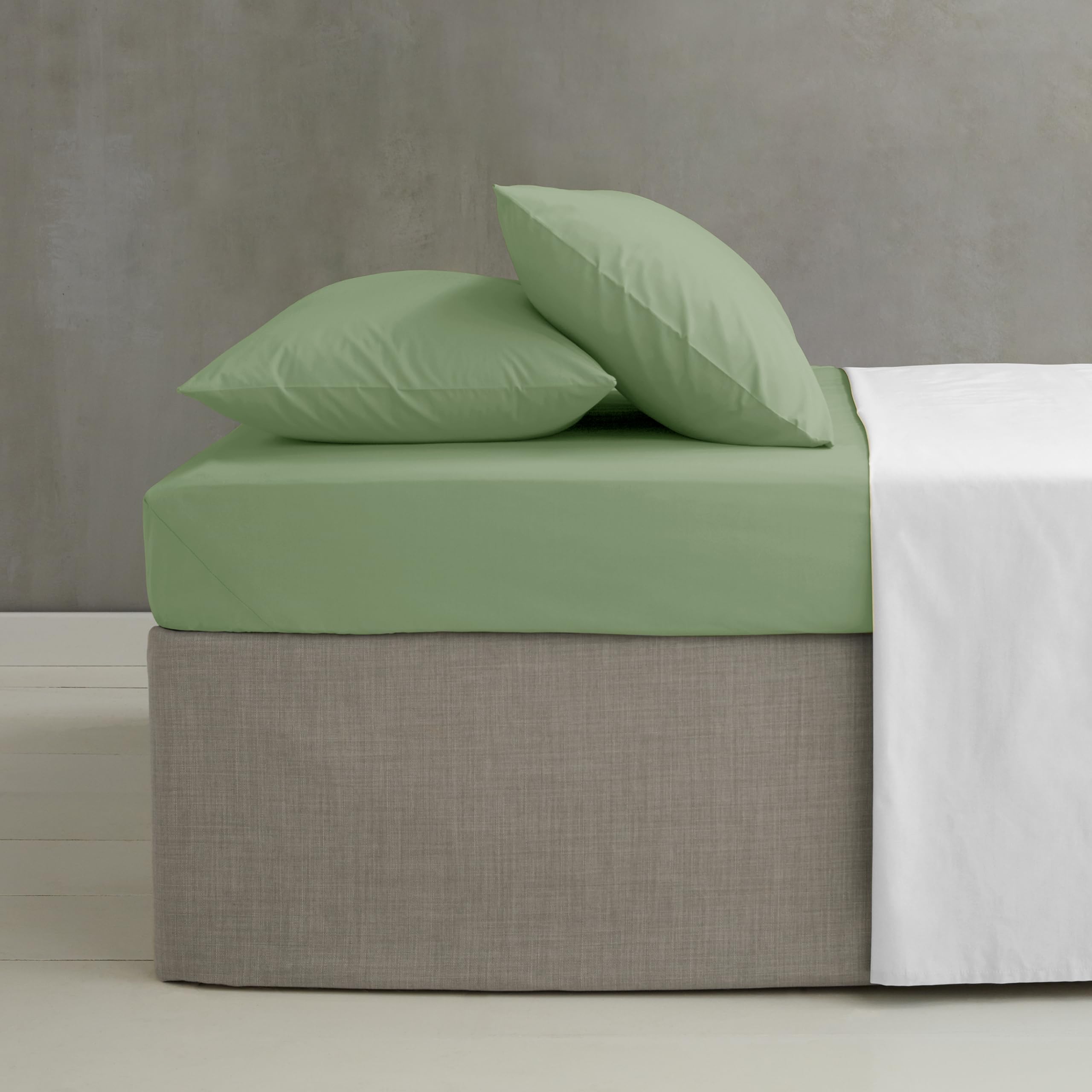 Catherine Lansfield Easy Iron Percale Standard Pillowcase Pair Sage Green | 50x75cm | Polycotton 2