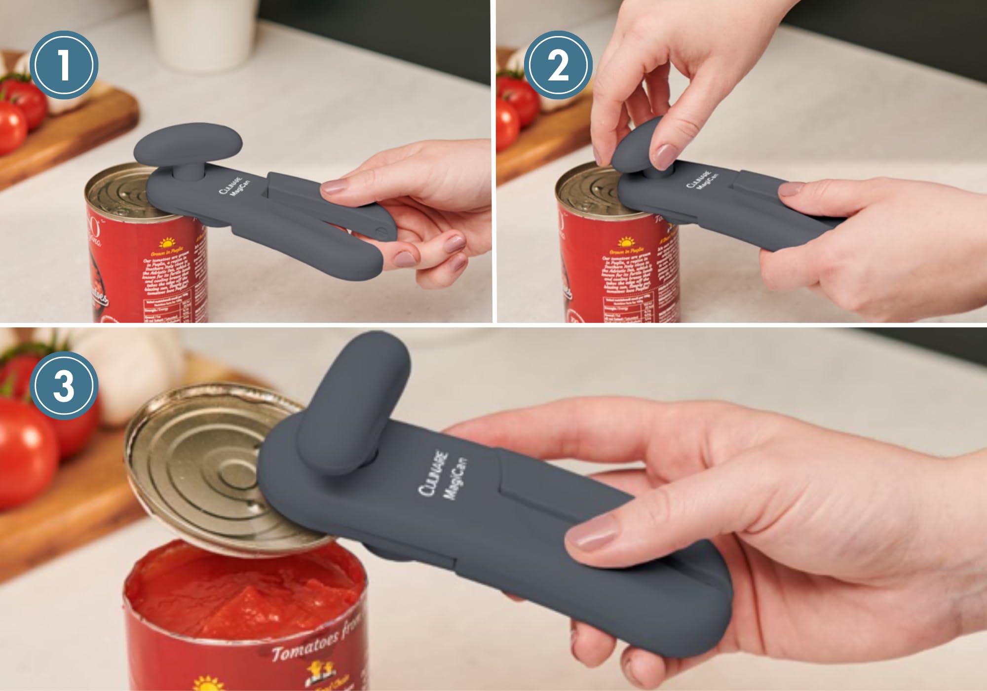 CULINARE MagiCan Manual Can Opener - Stainless Steel Wheel | Robust Handle | Grey 8