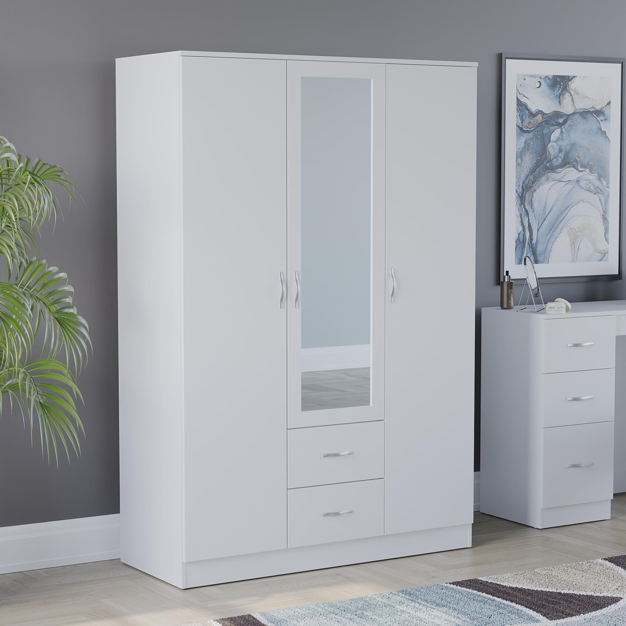 Vida Designs Riano Wardrobe - 3 Door Mirrored | Engineered Wood | 170x115.4x47 cm 1