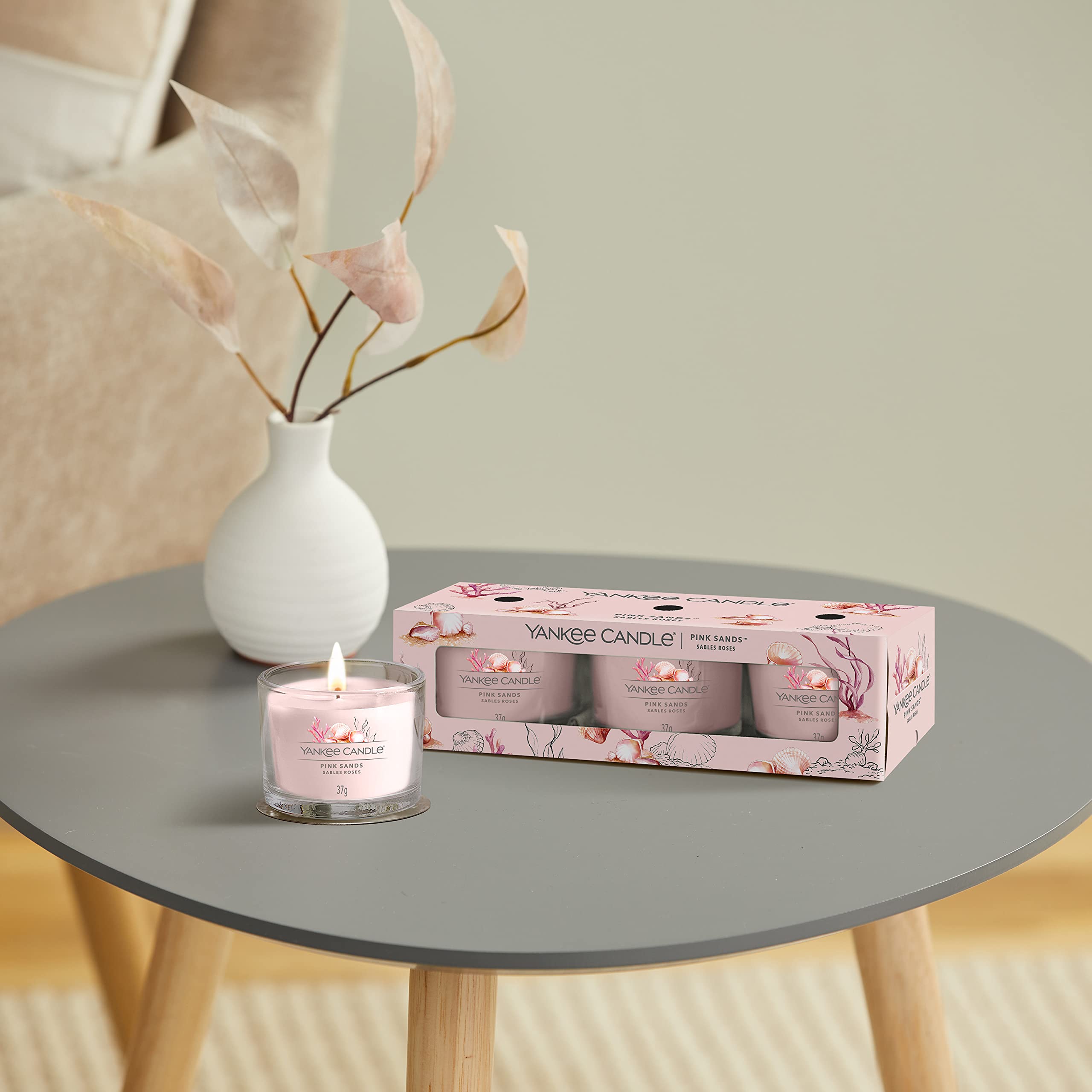 Yankee Candle Pink Sands Scented Votive Candles Gift Set | Soy Blend Wax Mix | 3 Count 5