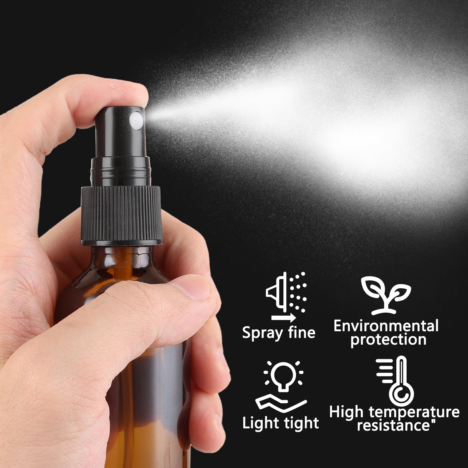 ASelected 60ml Amber Glass Spray Bottle Reusable Travel Bottle for Essential Oils & Perfume | 2 Pack 5