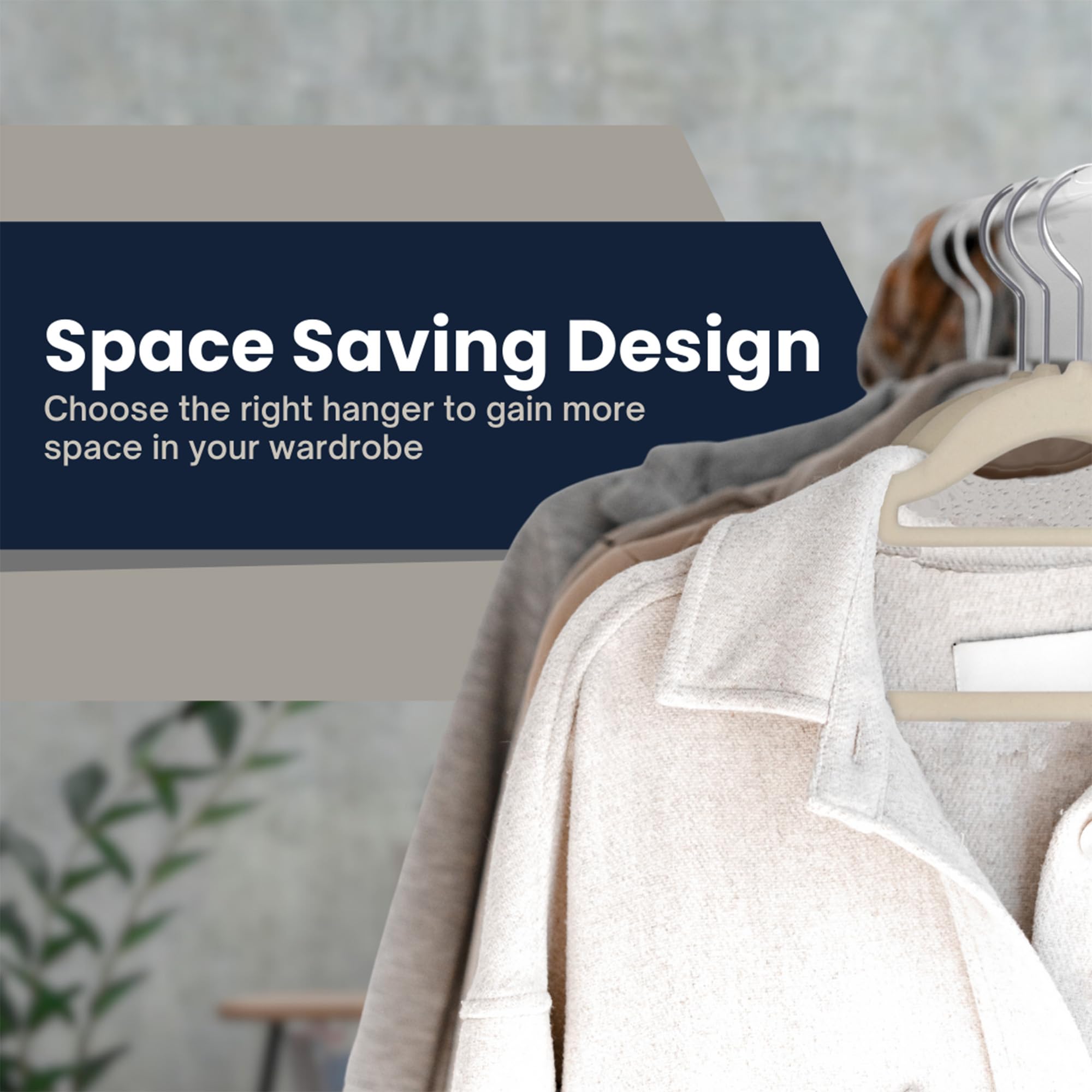 Sasha Morel Velvet Hangers - 50 Pack Non-Slip Space Saving with 360° Swivel Hooks | Cream 5