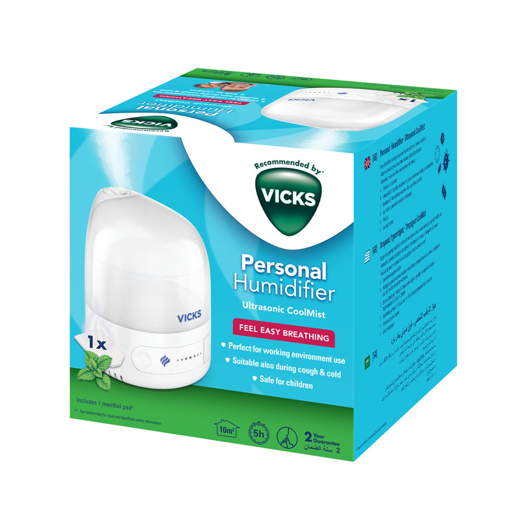 Vicks Personal Cool Mist Ultrasonic Humidifier - Compact, Quiet Operation, VapoPad Slot 8