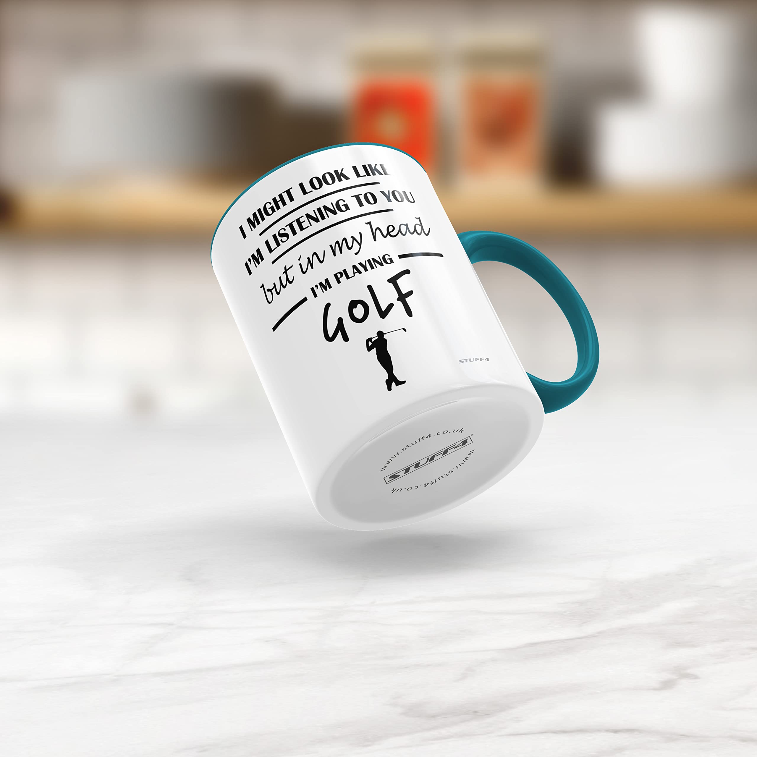 Stuff4 Funny Golf Mug - In My Head I'm Playing Golf | 11oz Ceramic | Light Blue Handle 5