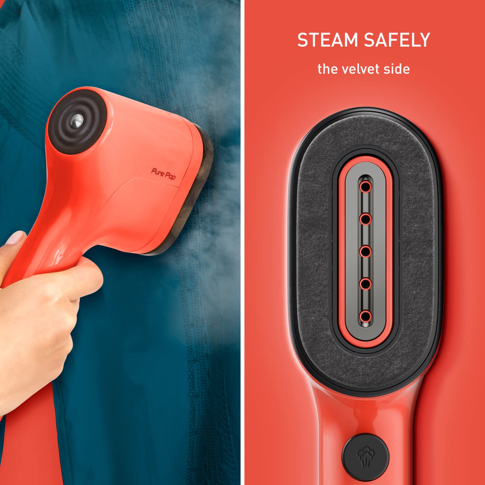 Tefal Pure Pop Slim Handheld Clothes Steamer - 15s Heat-Up | 20g/min Steam | 70ml Tank | Coral 4