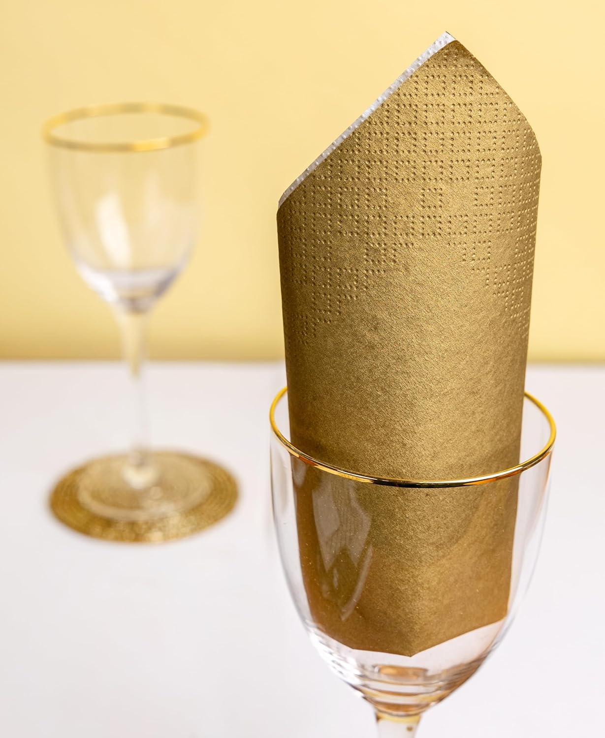 Talking Tables Soft Gold Paper Napkins - 100 Pack, 2ply, 33cm Unfolded | Quilted Diamond Pattern 6