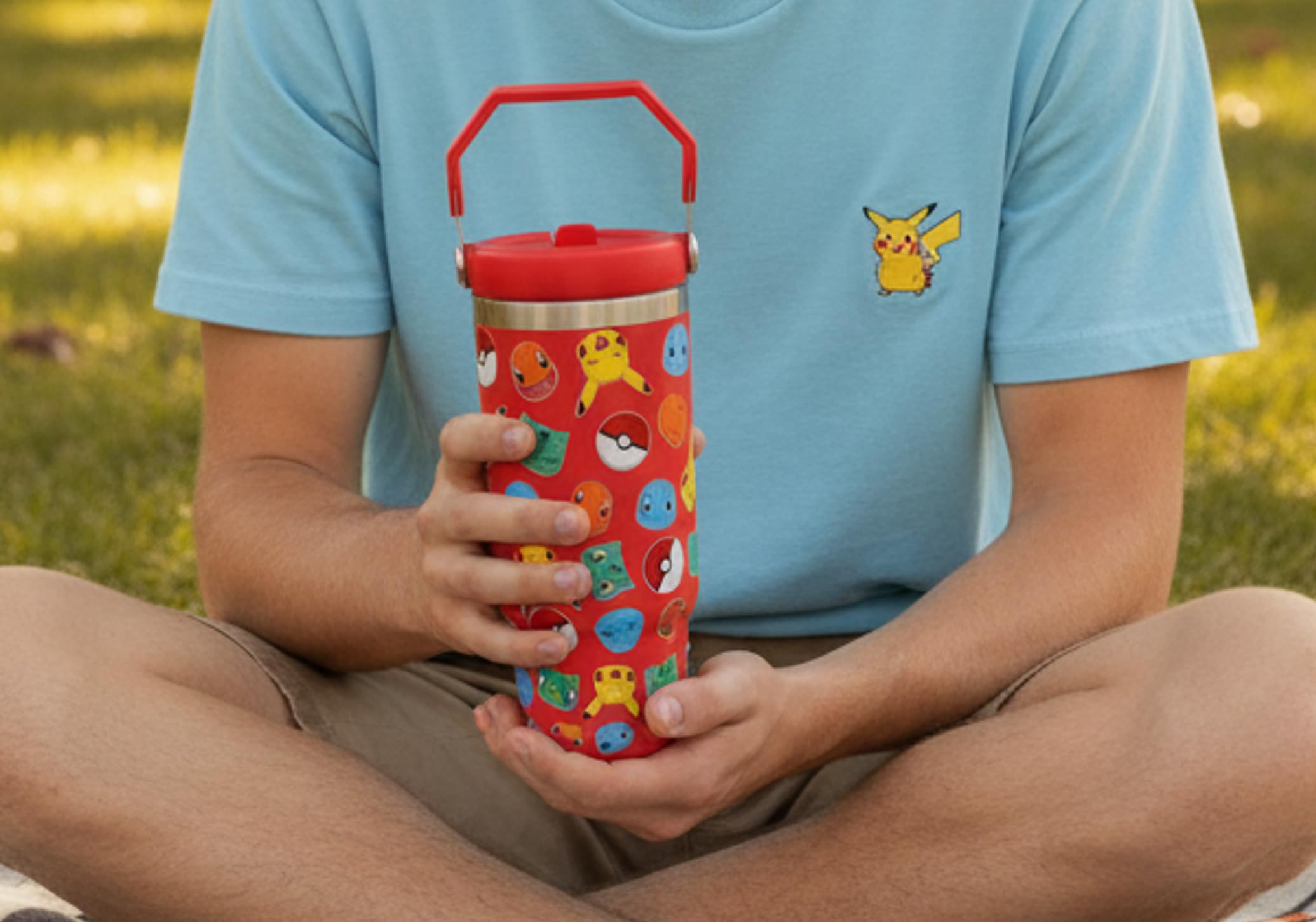 HOX Pokémon Stainless Steel Tumbler - 850ml Capacity | Keeps Cold 17 Hrs | Handle 5