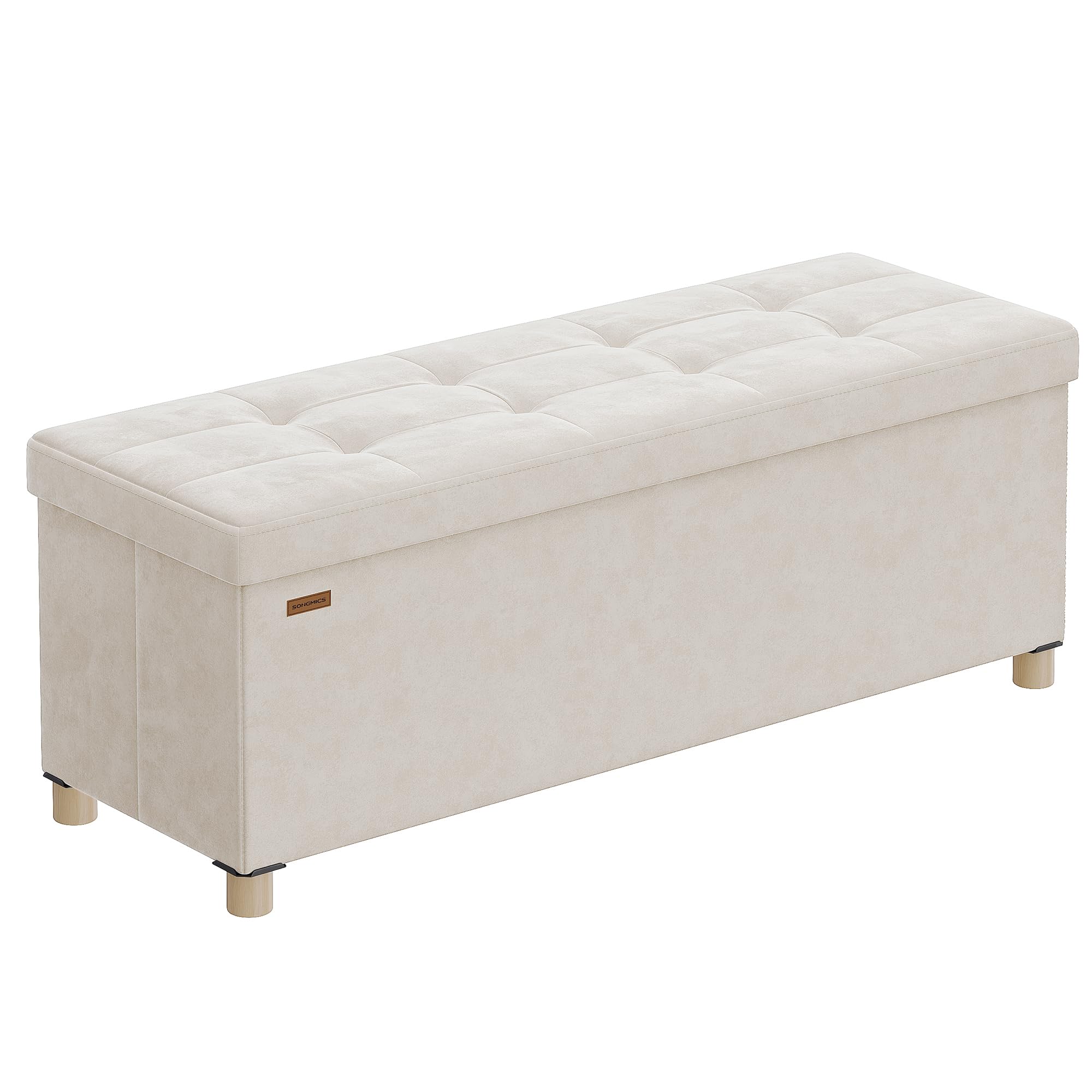 SONGMICS Storage Ottoman - 112L Capacity, Velvet Surface, 300 kg Load | Cappuccino Beige 1