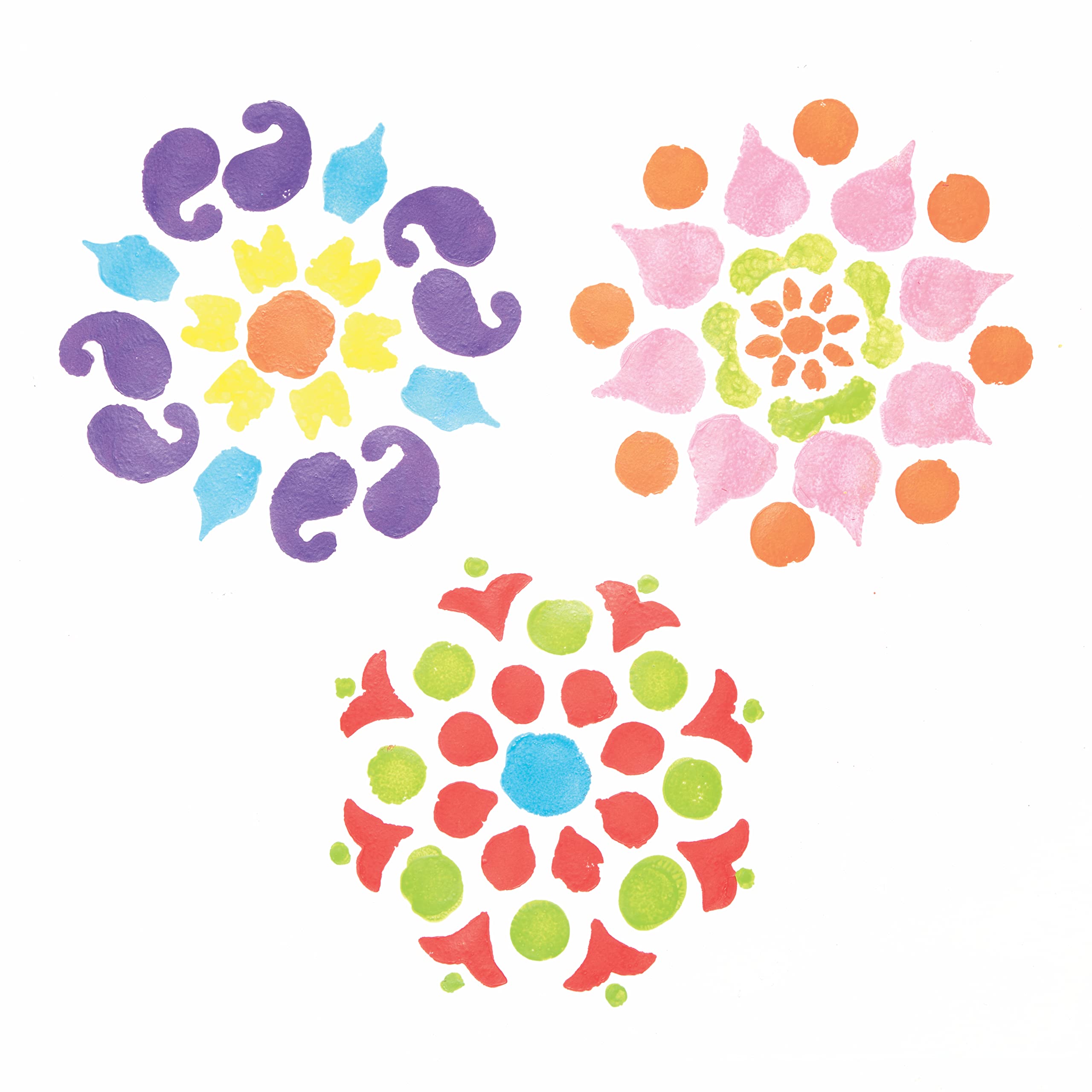 Baker Ross Rangoli Stencils - Pack of 8 Washable Plastic Stencils for Kids | 14cm Diameter 2