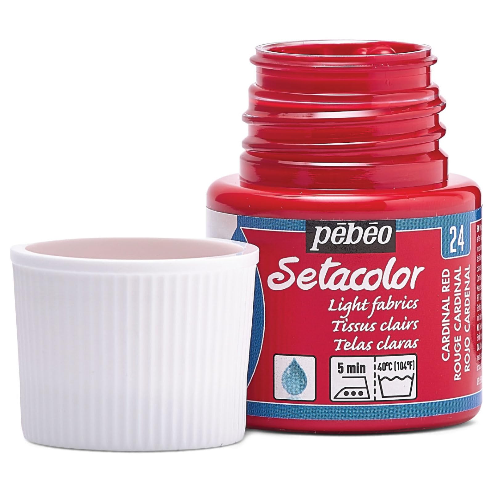 PEBEO Setacolor Light Fabric Paint - 45 ml Bottle, Cardinal Red | Water-Based, Washable 4