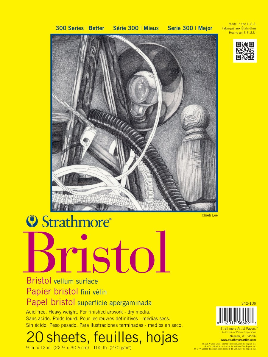 Strathmore Bristol Vellum Paper Pad - 9x12 Size | 20 Sheets | 470g Weight 1