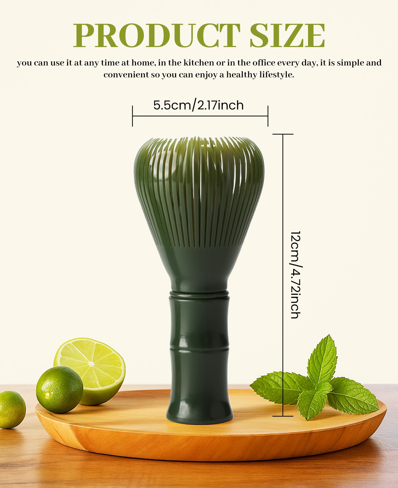 Admygo Premium Green Resin Matcha Whisk - Traditional Japanese Chasen for Authentic Preparation