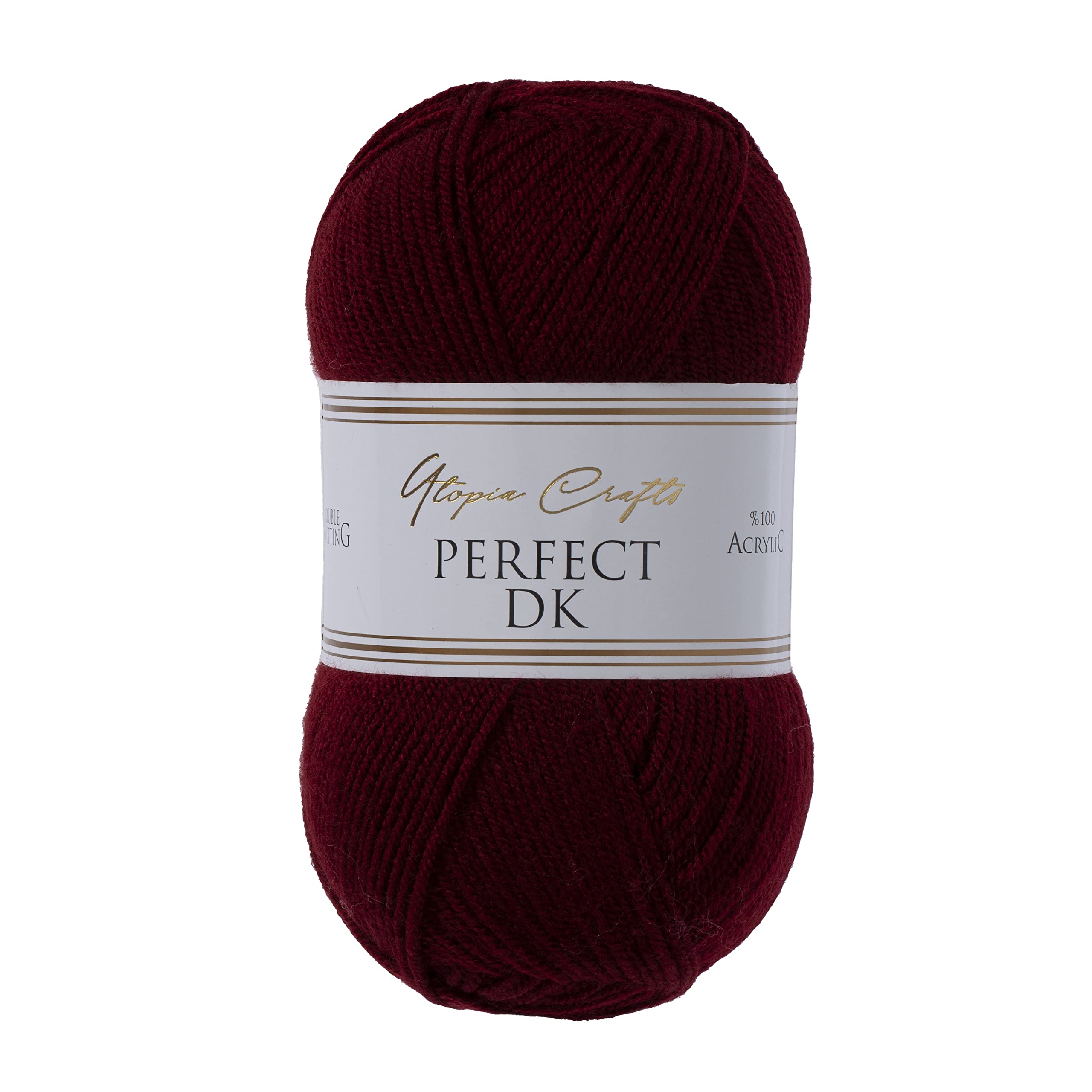 Utopia Crafts DK Double Knitting Yarn - 100% Acrylic, Burgundy | 3 x 100g Balls 2