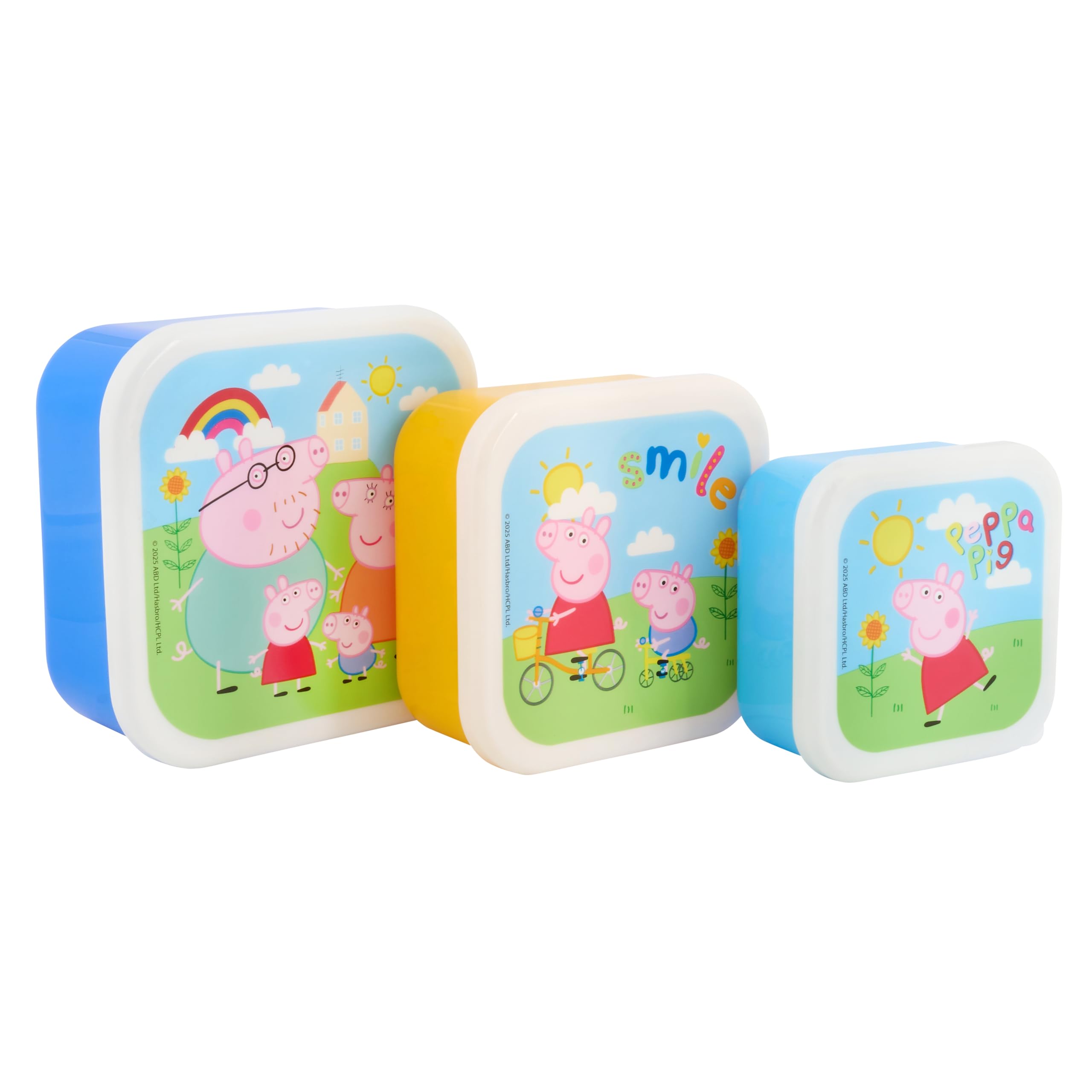 Peppa Pig Hooray Stackable Lunch Boxes - Set of 3, Pink Polypropylene, Airtight 1