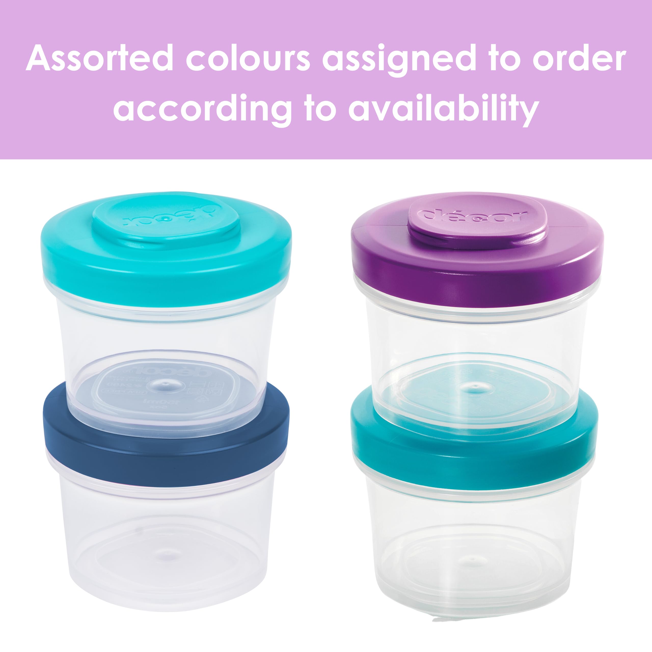 Décor Go Click & Stack Snack Tubs - 2 Pack Leakproof Food Storage | 150ml x 2 | Freezer & Microwave Safe 5