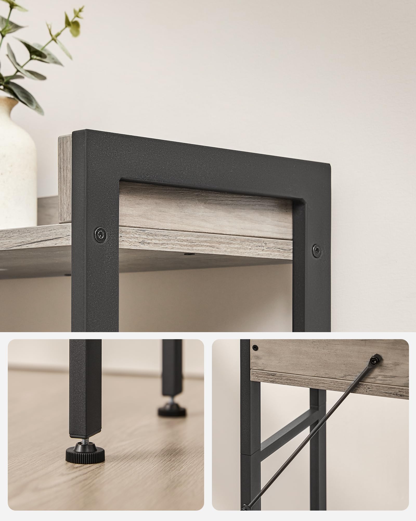 VASAGLE 3-Tier Over The Toilet Storage Rack - Space Saving, Industrial Style, Greige & Black | BTS002B02 7