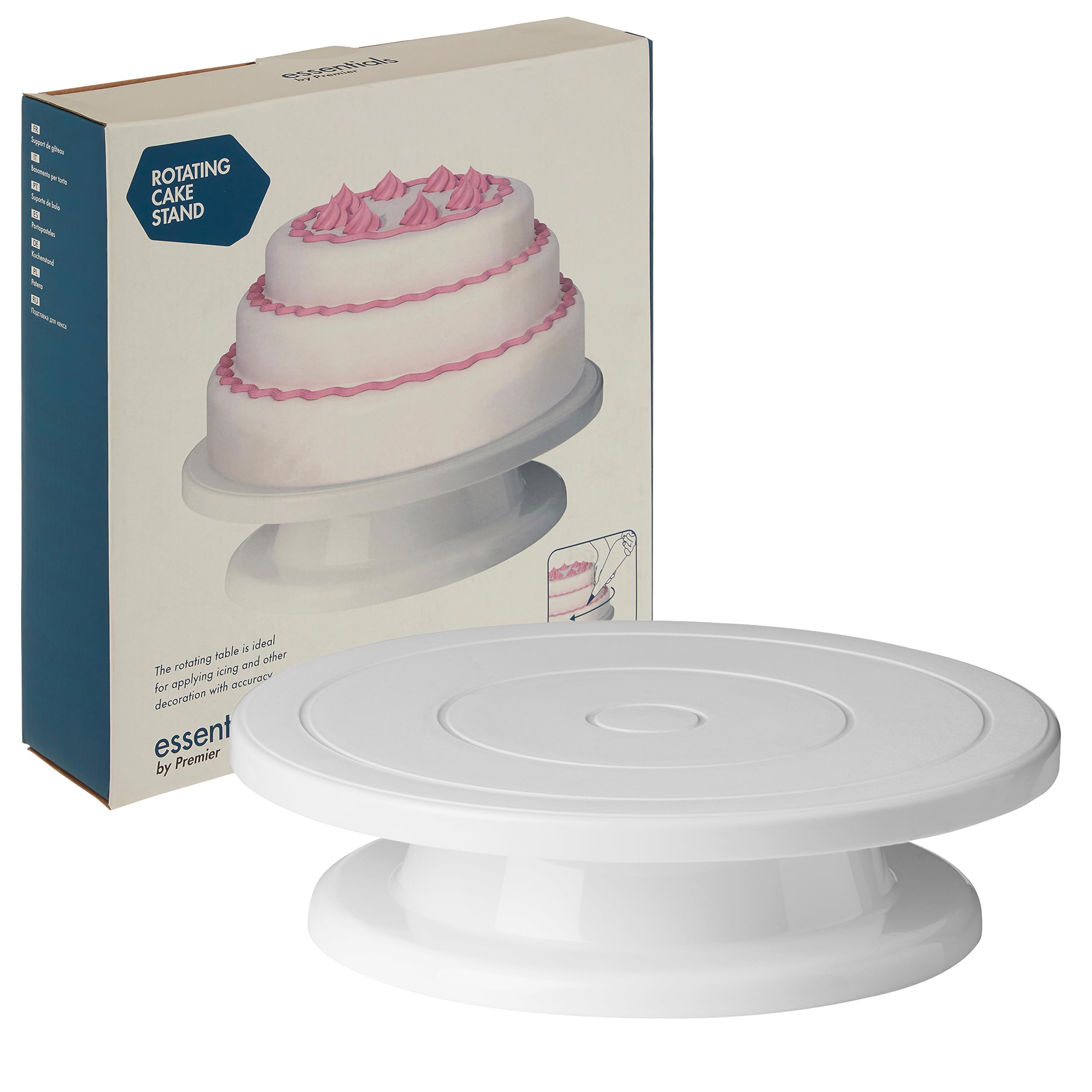 Premier Housewares Rotating Cake Stand - White, 28 cm Diameter, 7 cm Height 1
