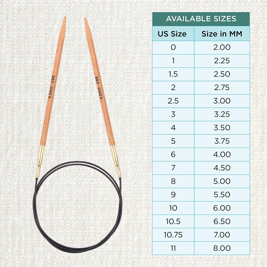 KnitPro Basix Beech Fixed Circular Knitting Needles - 4.00mm | 40cm Length | Lightweight Wood 4