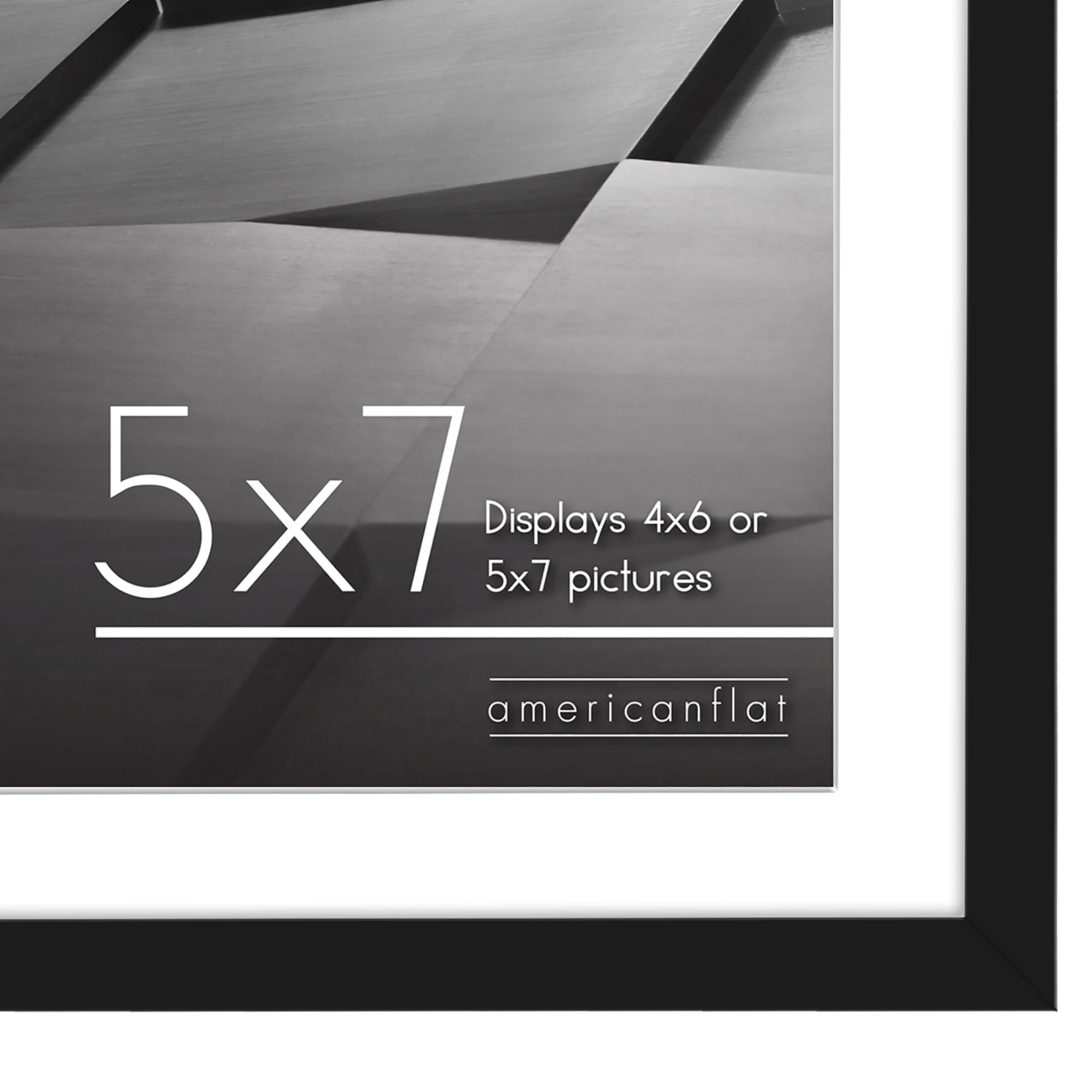 Americanflat Set of 2 Black 5x7 Photo Frames - Thin Border Wall & Tabletop Display 7