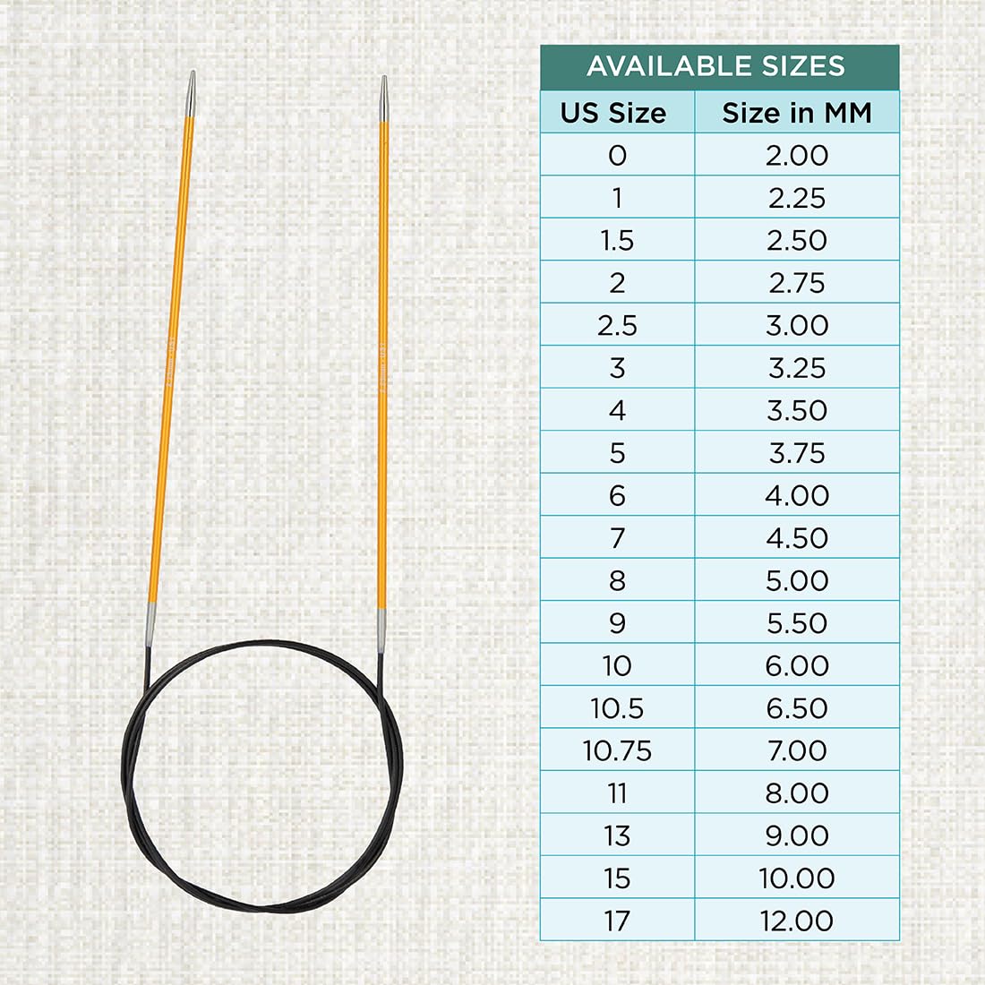 KnitPro Zing Fixed Circular Knitting Needles - 80cm Length x 2.25mm Size | Lightweight Aluminium 4