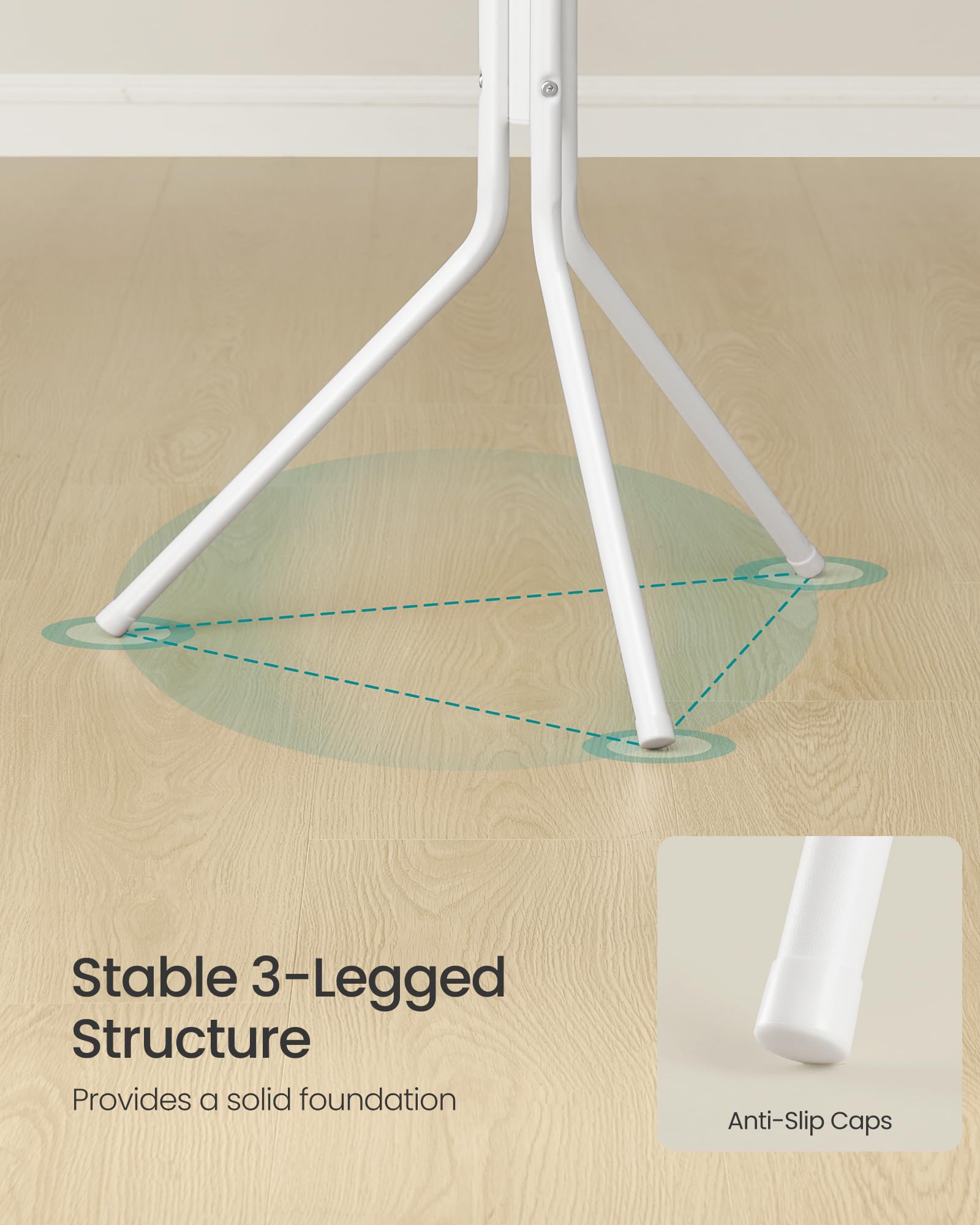 SONGMICS Freestanding Metal Coat Rack - 16 Hooks, Cloud White | 48x43x175 cm 5