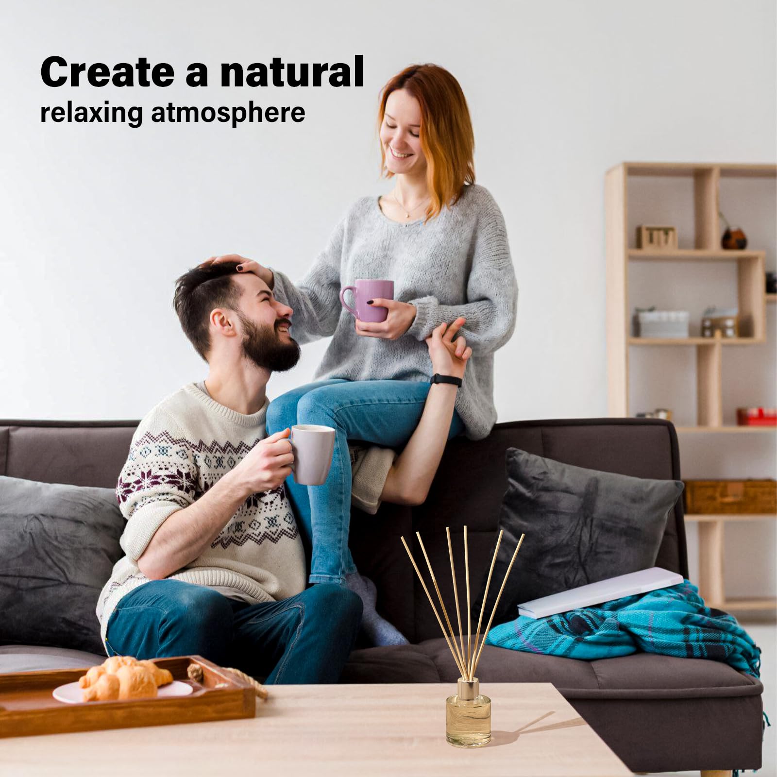 Admygo 160pc Reed Diffuser Sticks - 7.8 Inch Thick Rattan for Essential Oil Diffusion | Black/Natural Mix 6