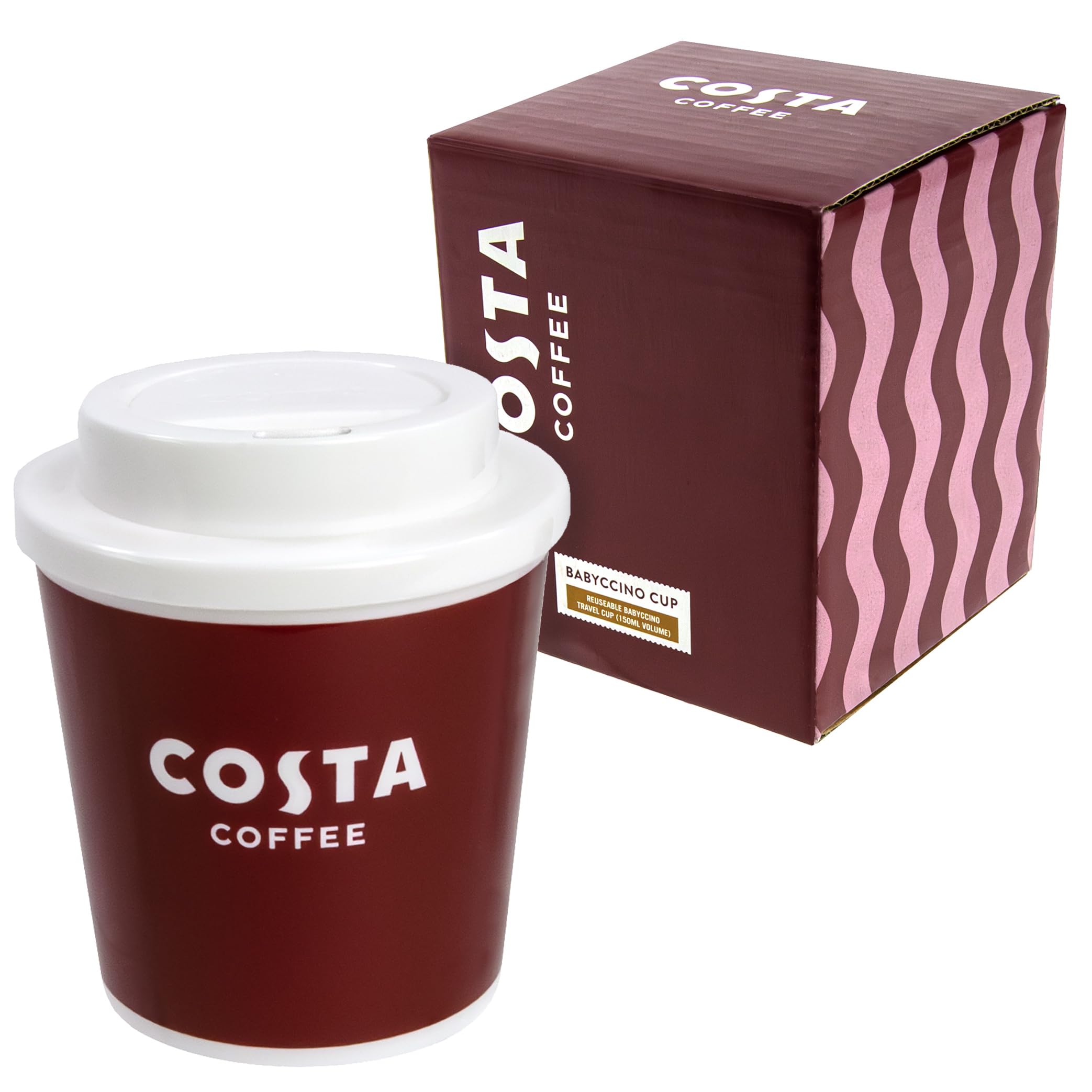 Kimm & Miller Costa Coffee Babyccino Kids Travel Mug - 150ml Volume, Lightweight Plastic, Red