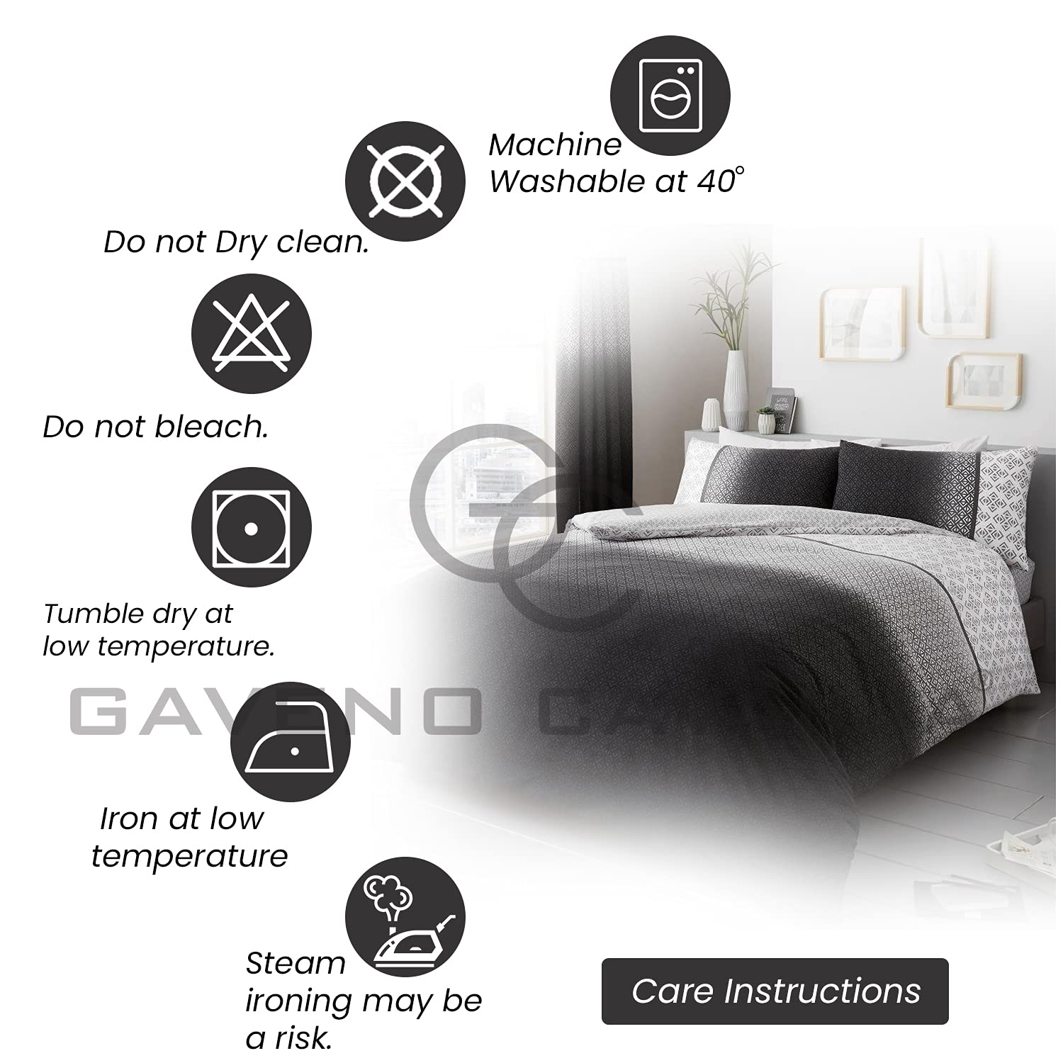 GC GAVENO CAVAILIA Urban Ombre Luxury Double Duvet Cover Set | 50% Cotton/50% Polyester | Grey 4