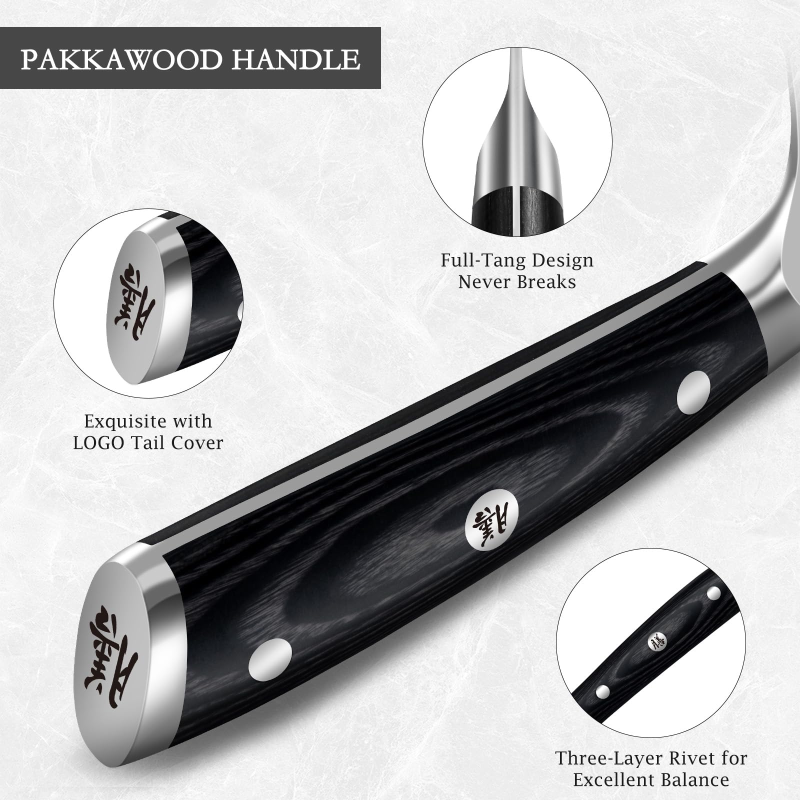SHAN ZU Santoku Knife - 7 Inch High-Carbon German Stainless Steel Blade | Pakkawood Handle 3