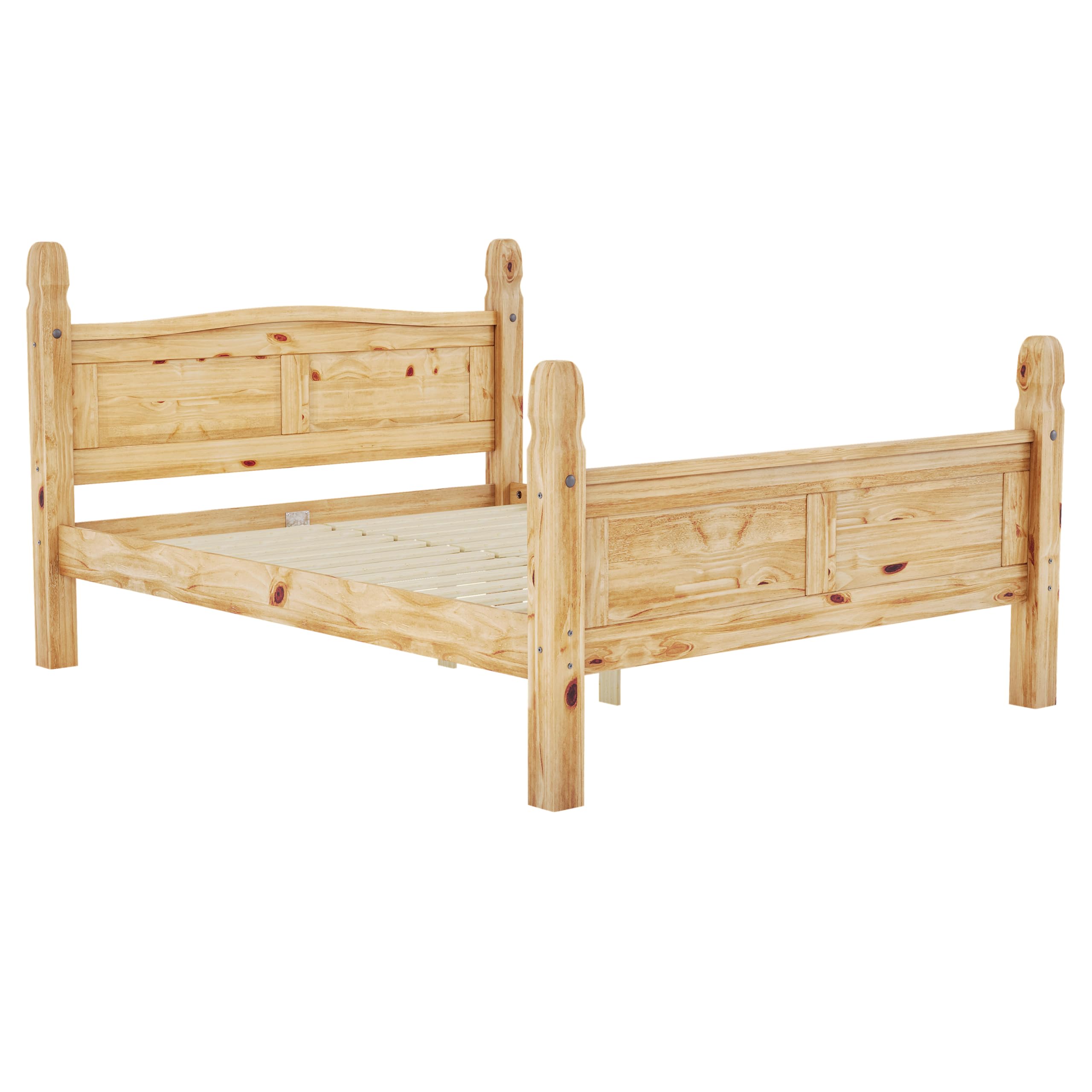 Vida Designs Corona Solid Pine Wood Bed Frame - Double Size | High Foot End | Waxed Finish 7