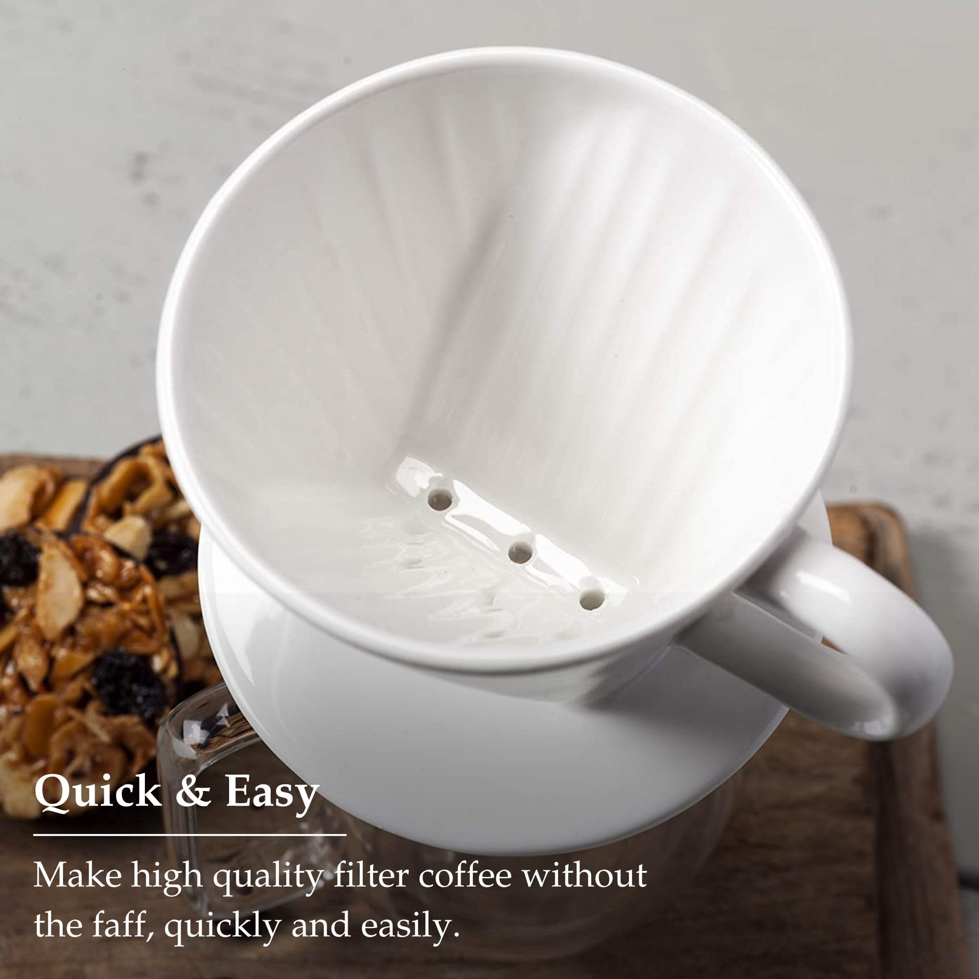 WM Bartleet & Sons 1750 T262 Traditional Porcelain Coffee Filter Cone - White | Fits All Mugs & Jugs 5