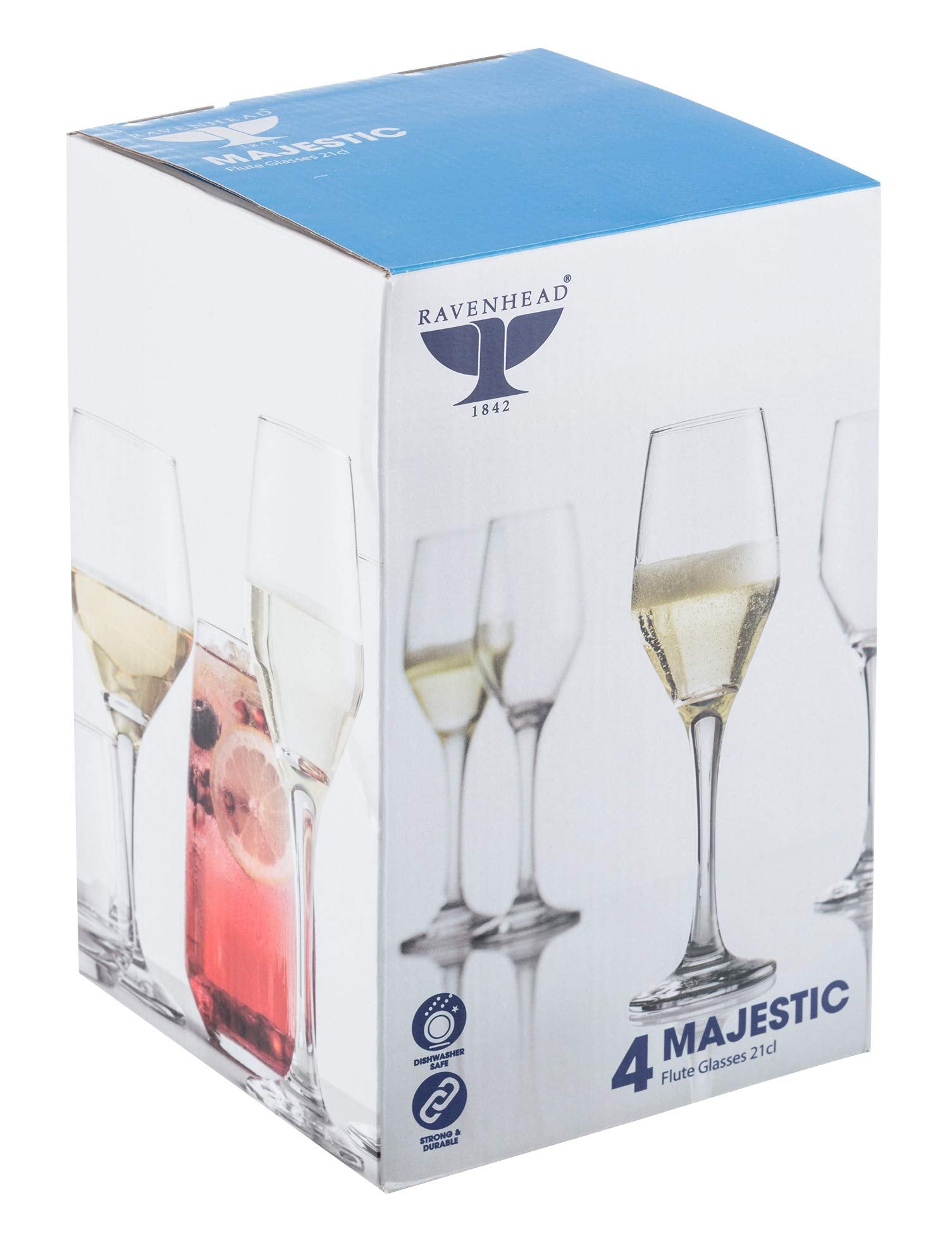 Ravenhead Majestic Set of 4 Prosecco/Champagne Flutes - 21 CL Capacity | Dishwasher Safe 3