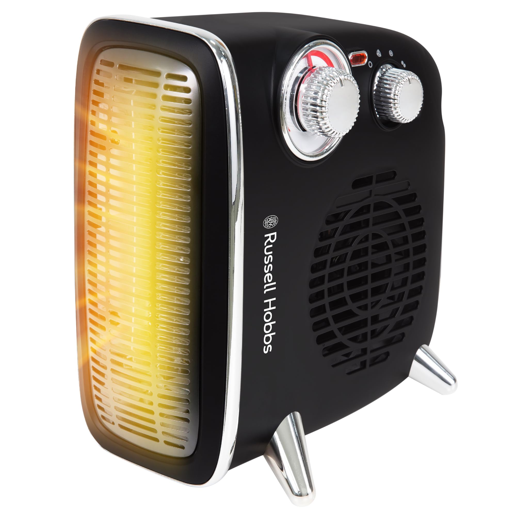 Russell Hobbs Retro Fan Heater 1.8kW | Vertical/Horizontal Use | Black | RHRETHFH1001B 1