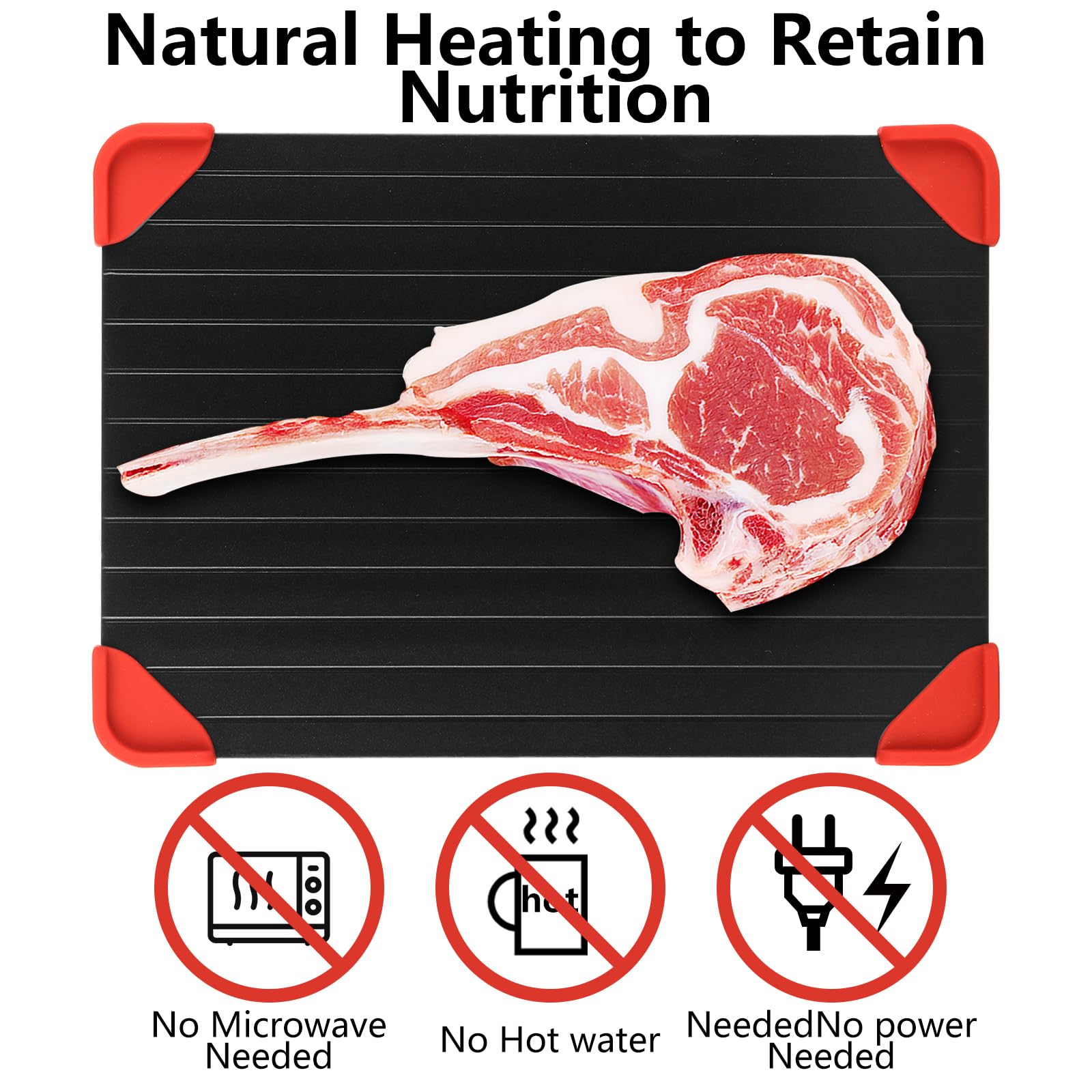 ASelected Fast Thaw Defrosting Tray - Quick Melt Plate with Drip Tray & Silicone Brush | 295 x 205 x 2 MM 3