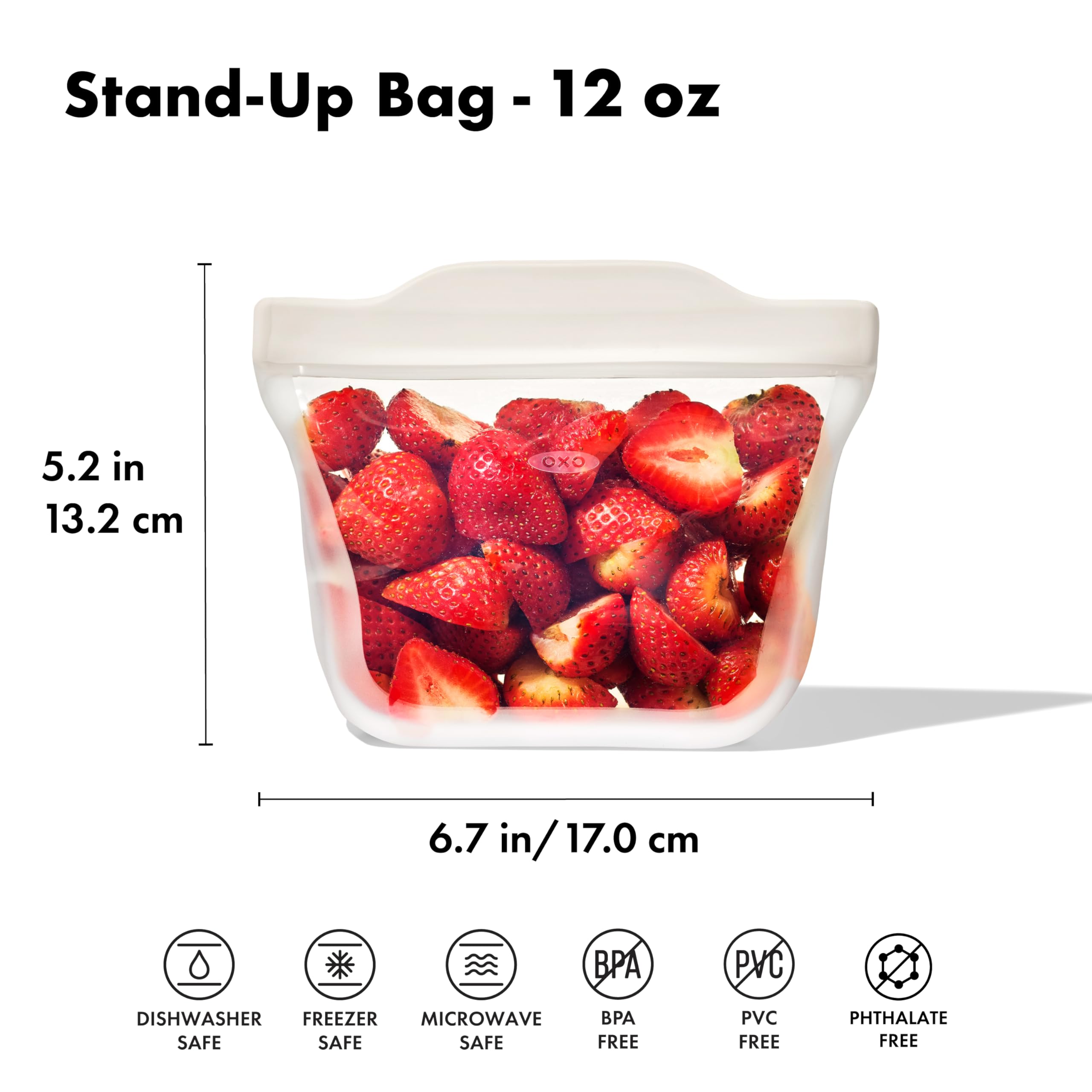 OXO Good Grips Reusable Silicone Stand-Up Snack Bag - 335mL (12 oz) | Oat Color 9