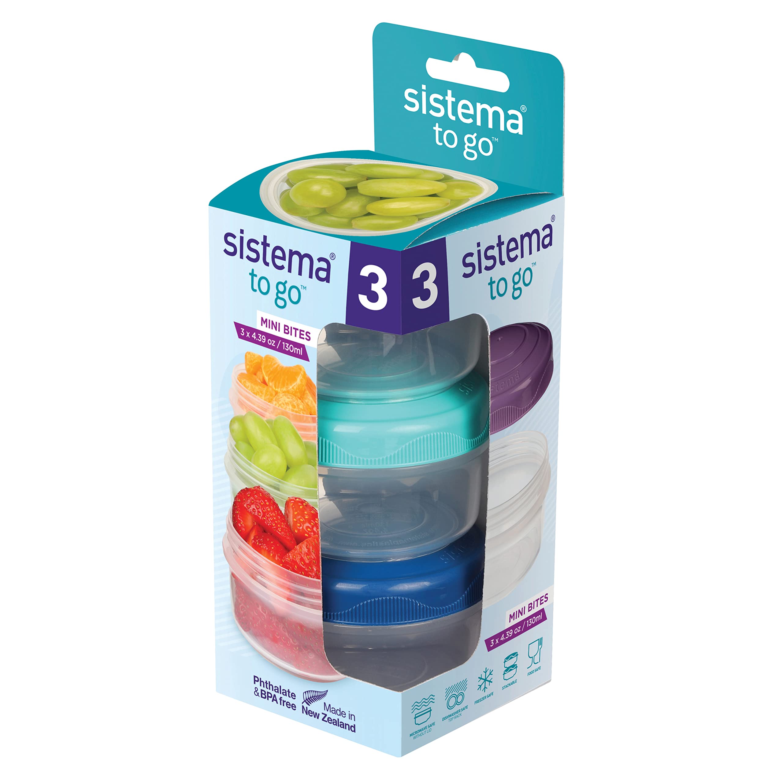 Sistema TO GO Mini Bites Snack Pots - Airtight & Stackable Food Storage | 130 ml Capacity | 3 Count 7