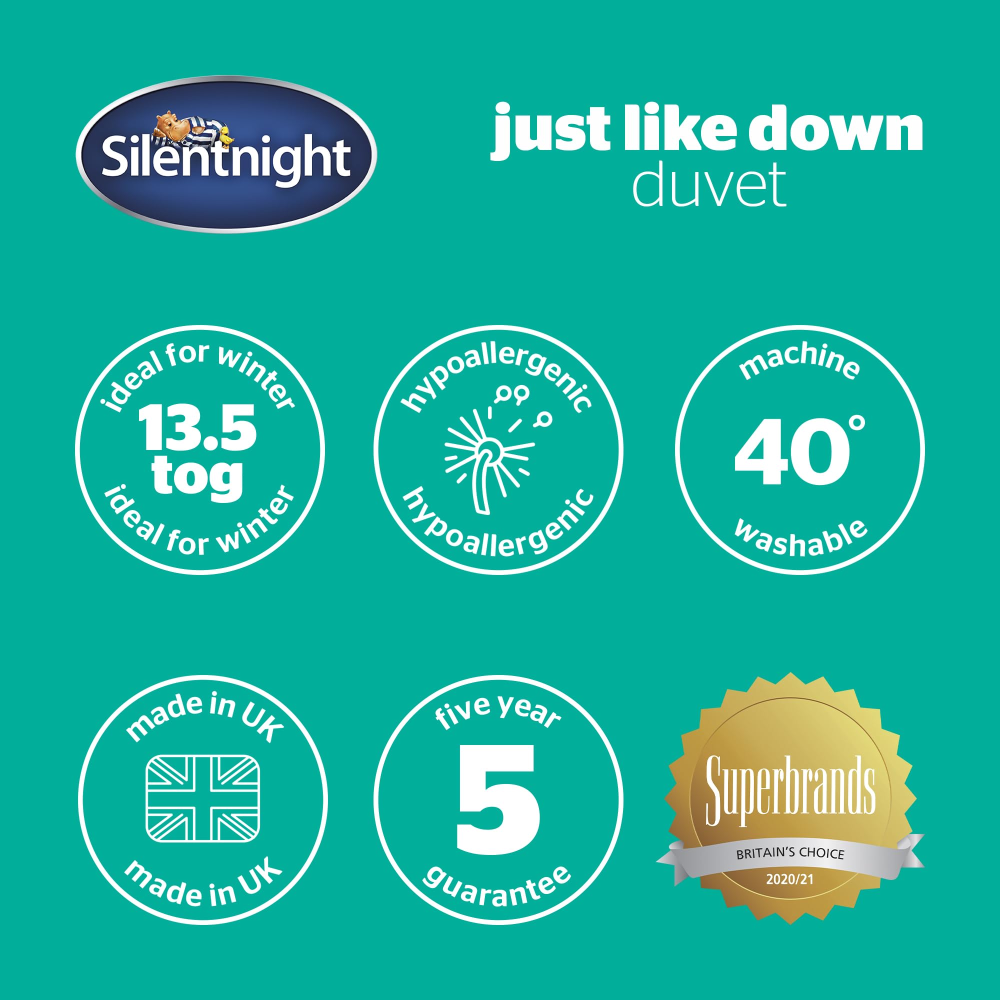 Silentnight Just Like Down Double Duvet - 13.5 Tog Winter Warmth | Hypoallergenic | Made in UK 7