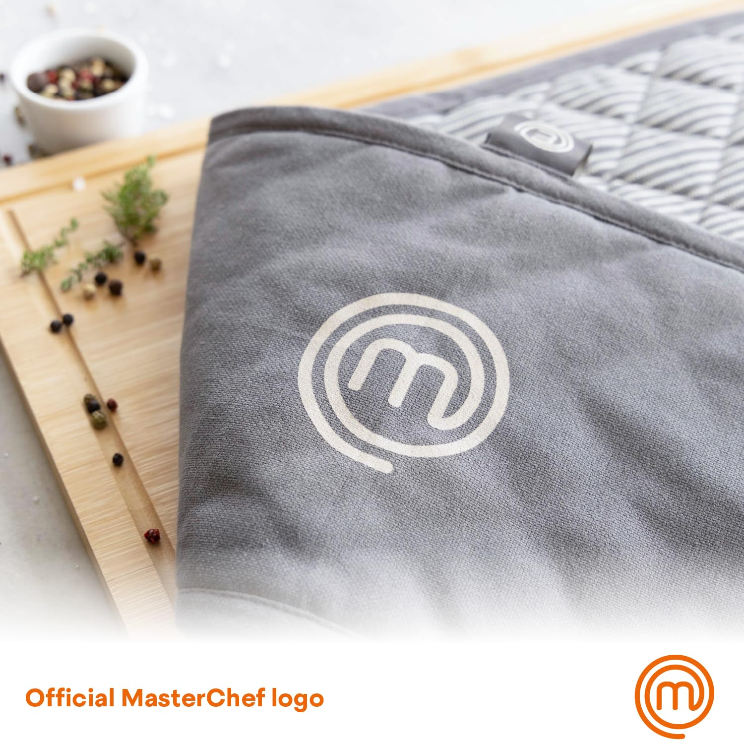 MasterChef Double Oven Gloves - Heat Resistant up to 250°C | 100% Cotton | Earth Grey 5