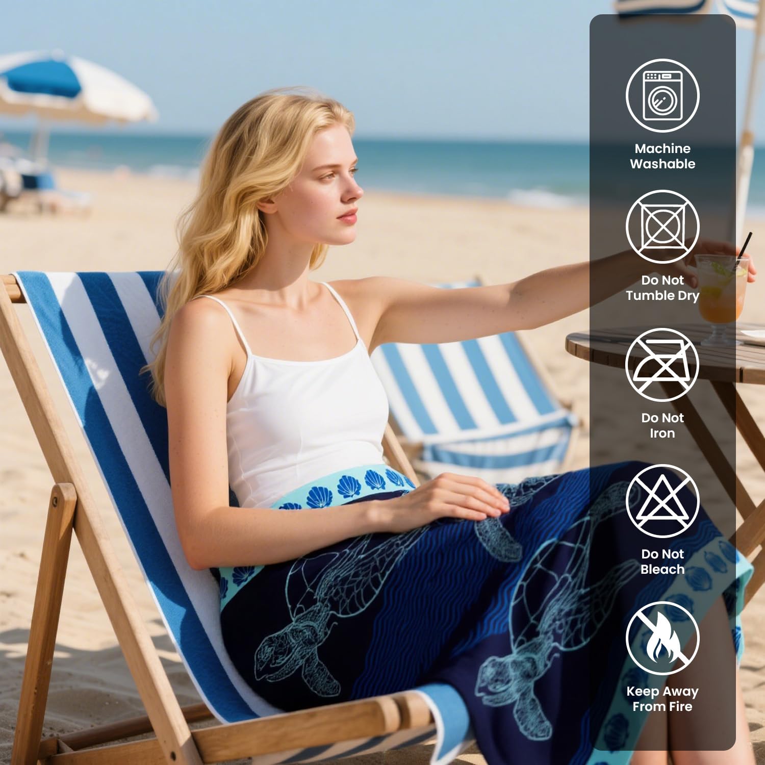 GC GAVENO CAVAILIA Extra Large Beach Towel - Quick Dry Microfibre, Sand Free, Non-Slip | 180 x 100 cm (1 Piece) 6