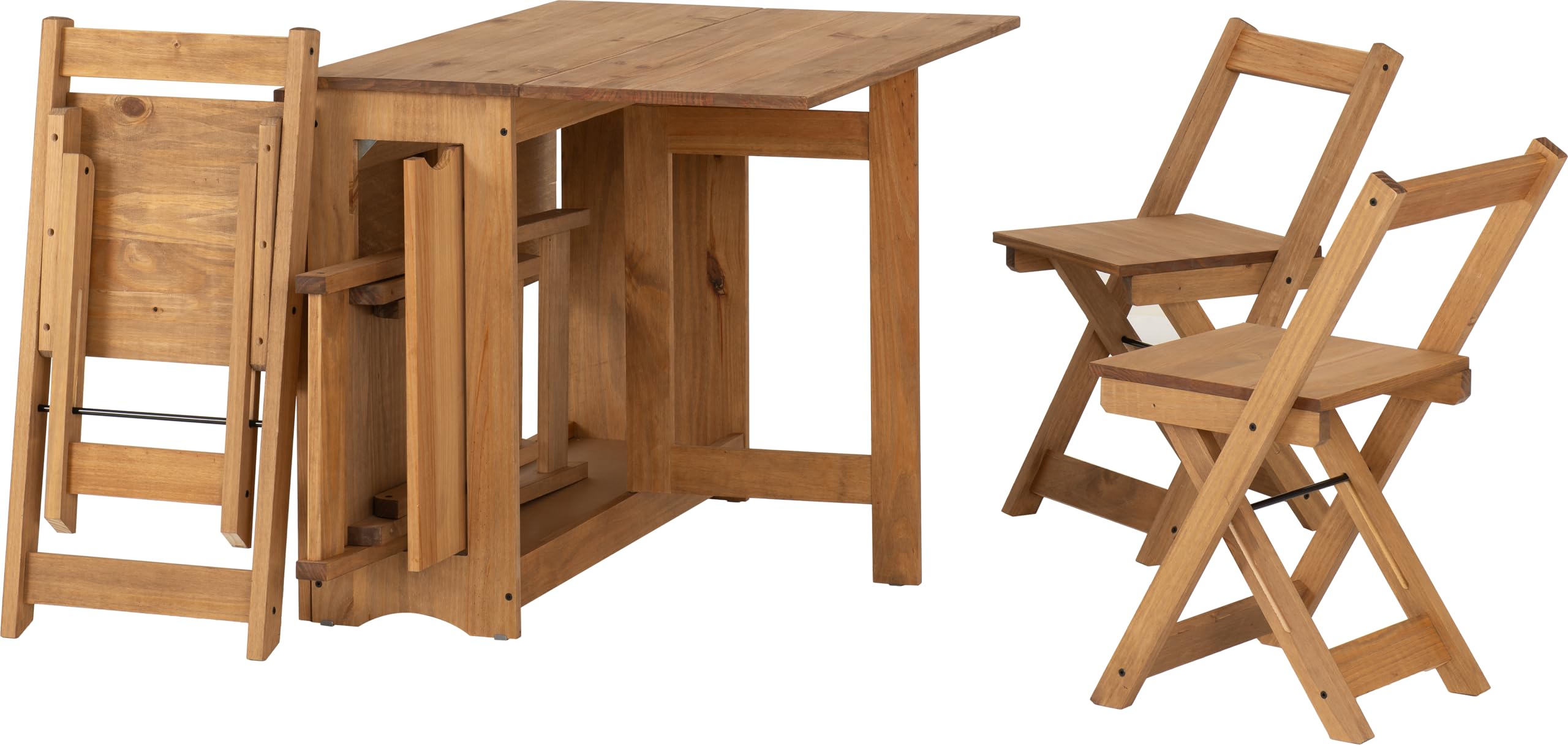 Seconique Santos Butterfly Dining Set - Space Saving, Foldable, Distressed Waxed Pine 5