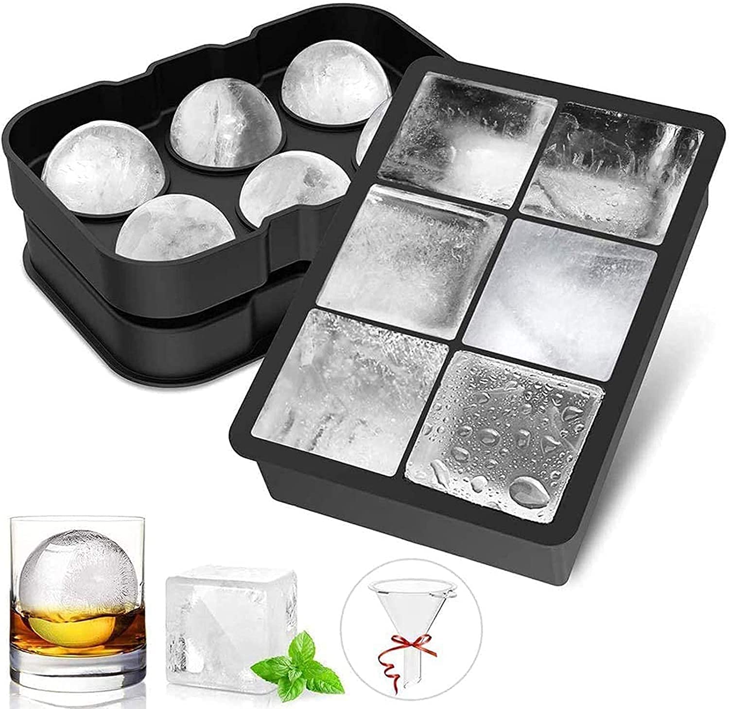 LUCKEA 2 Pcs Silicone Ice Cube Moulds & Trays - Large Slow-Melting Cubes for Cocktails & Whiskey | BPA Free 8
